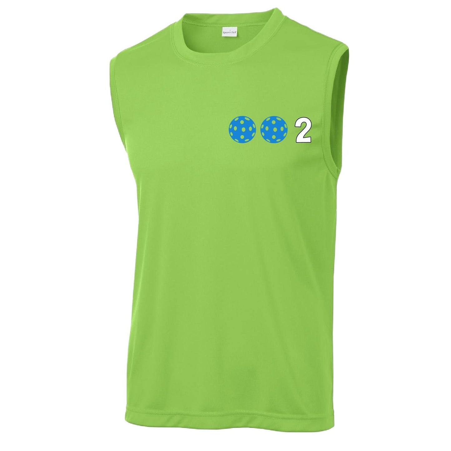 002 With Pickleballs (Yellow White Cyan Green Orange) Customizable | Men's Sleeveless Pickleball Performance T-Shirt | 100% Polyester