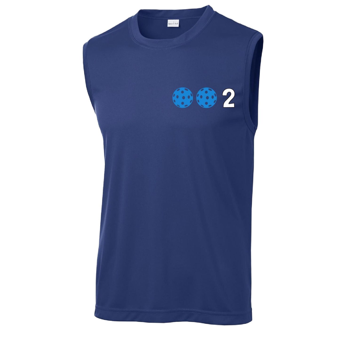 002 With Pickleballs (Yellow White Cyan Green Orange) Customizable | Men's Sleeveless Pickleball Performance T-Shirt | 100% Polyester