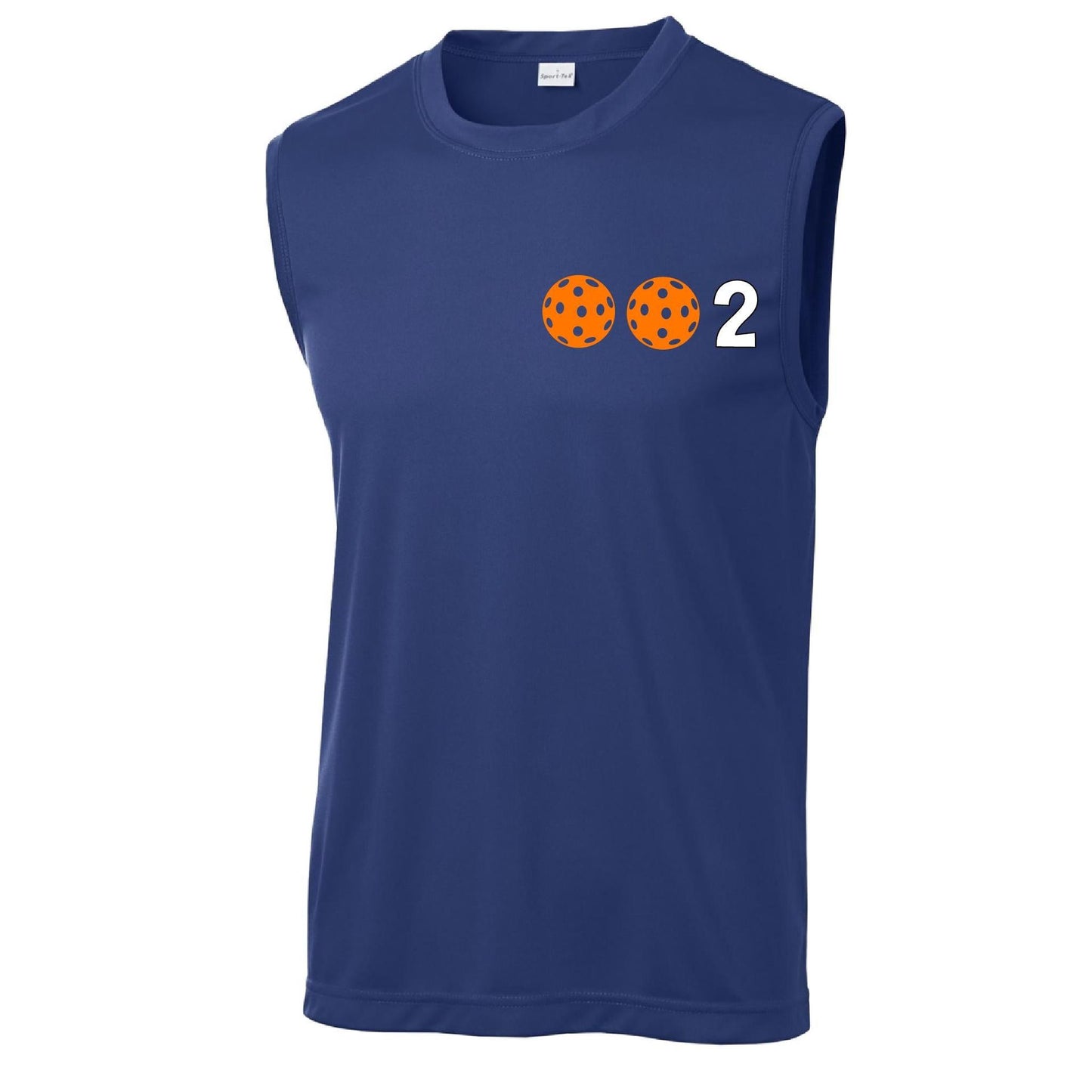 002 With Pickleballs (Yellow White Cyan Green Orange) Customizable | Men's Sleeveless Pickleball Performance T-Shirt | 100% Polyester