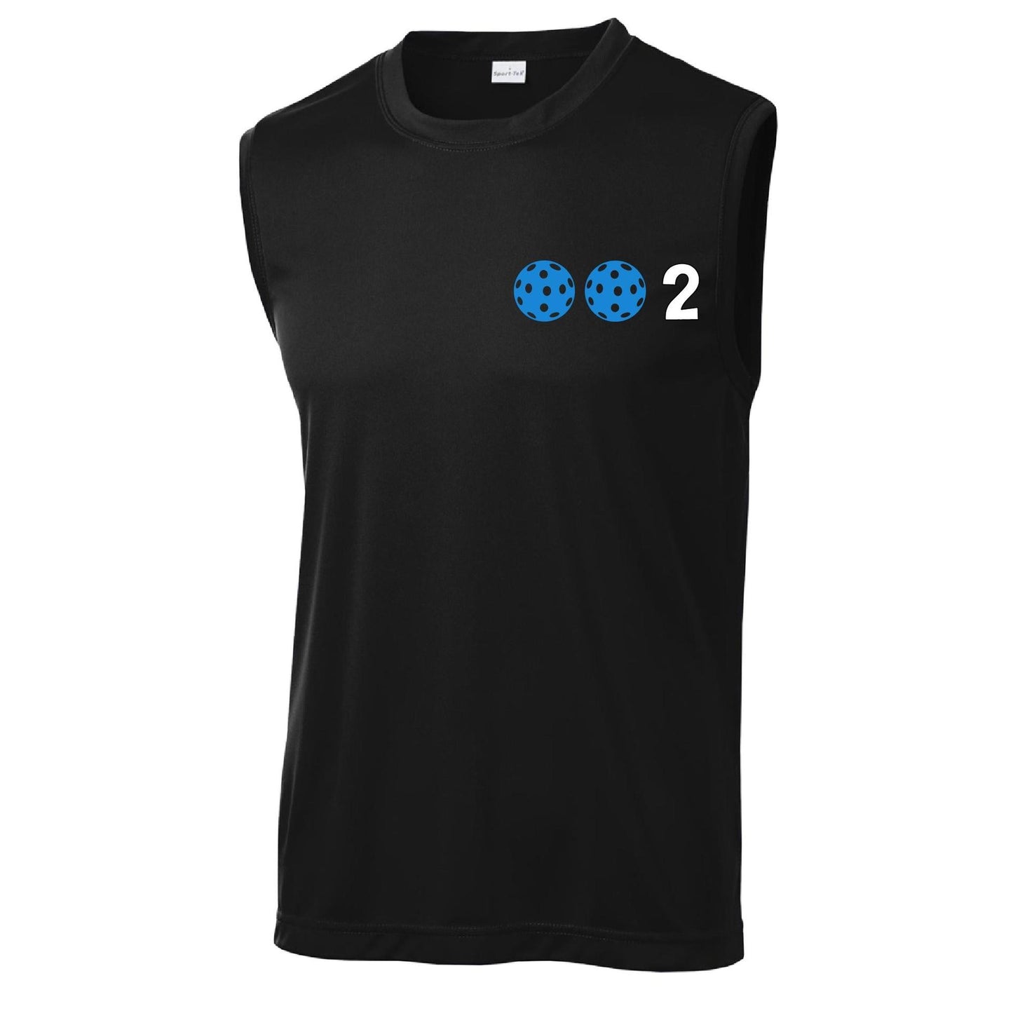 002 With Pickleballs (Yellow White Cyan Green Orange) Customizable | Men's Sleeveless Pickleball Performance T-Shirt | 100% Polyester