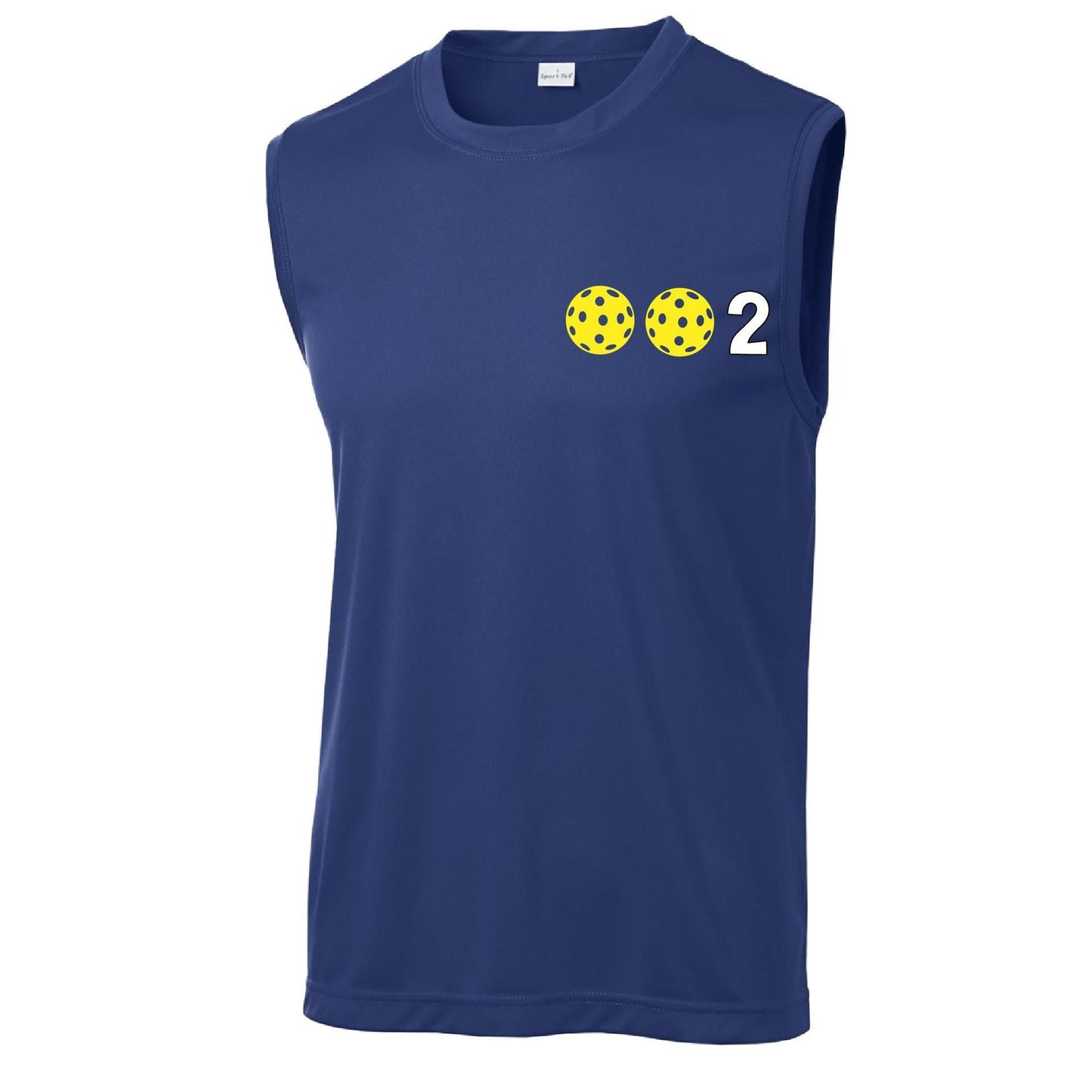 002 With Pickleballs (Yellow White Cyan Green Orange) Customizable | Men's Sleeveless Pickleball Performance T-Shirt | 100% Polyester