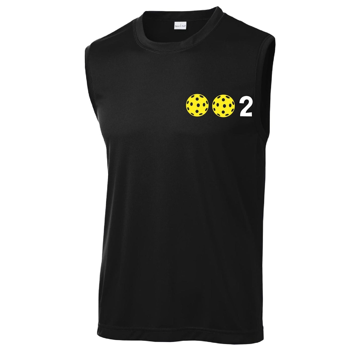 002 With Pickleballs (Yellow White Cyan Green Orange) Customizable | Men's Sleeveless Pickleball Performance T-Shirt | 100% Polyester