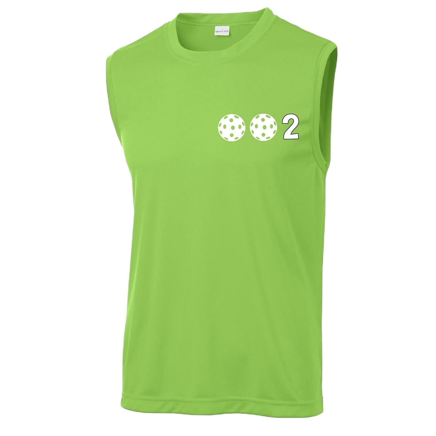 002 With Pickleballs (Yellow White Cyan Green Orange) Customizable | Men's Sleeveless Pickleball Performance T-Shirt | 100% Polyester