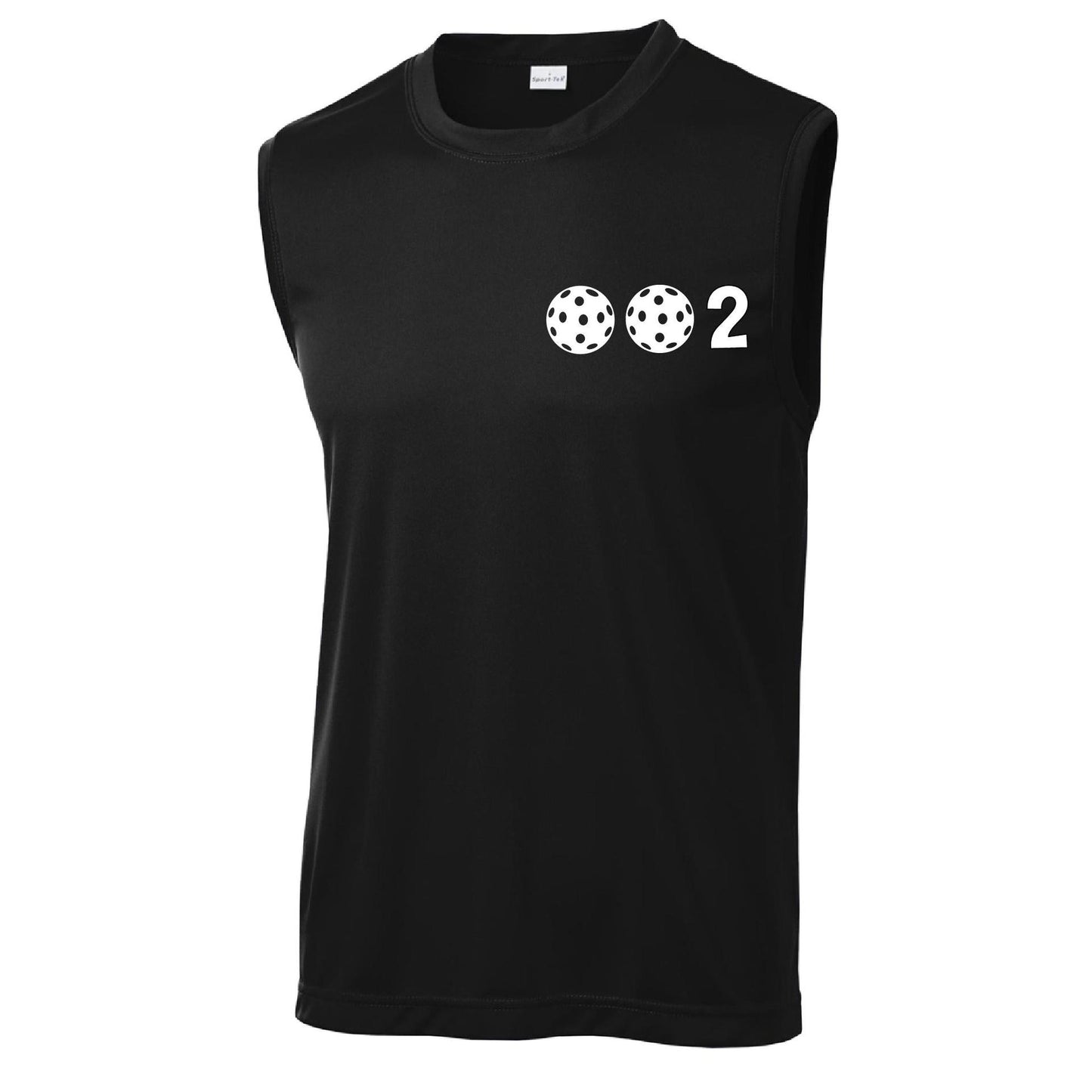 002 With Pickleballs (Yellow White Cyan Green Orange) Customizable | Men's Sleeveless Pickleball Performance T-Shirt | 100% Polyester