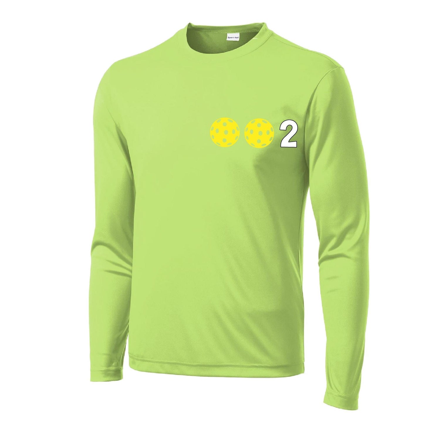 002 With Pickleballs (Yellow White Pink) Customizable | Men's Long Sleeve Athletic Performance T-Shirt | 100% Polyester