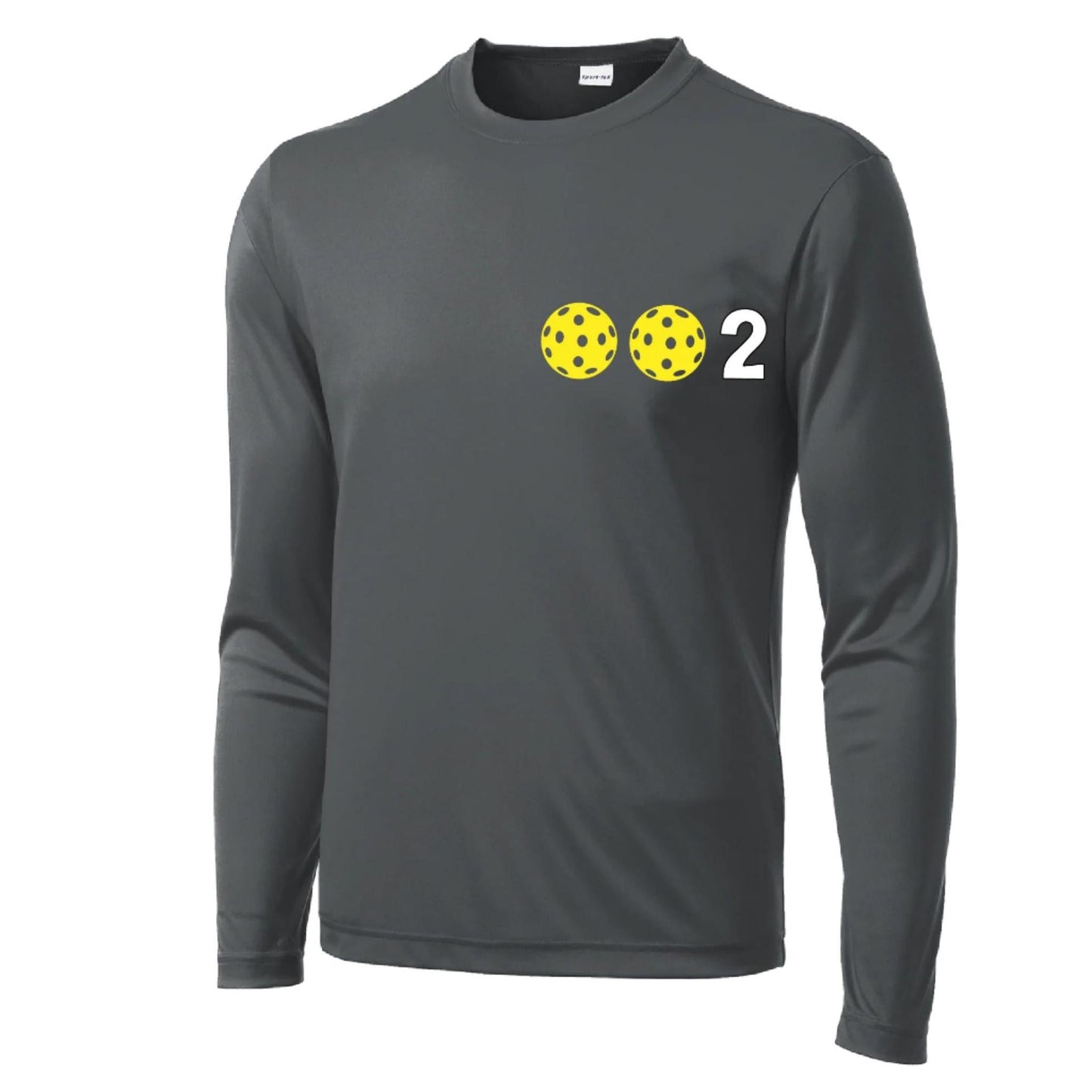 002 With Pickleballs (Yellow White Pink) Customizable | Men's Long Sleeve Athletic Performance T-Shirt | 100% Polyester