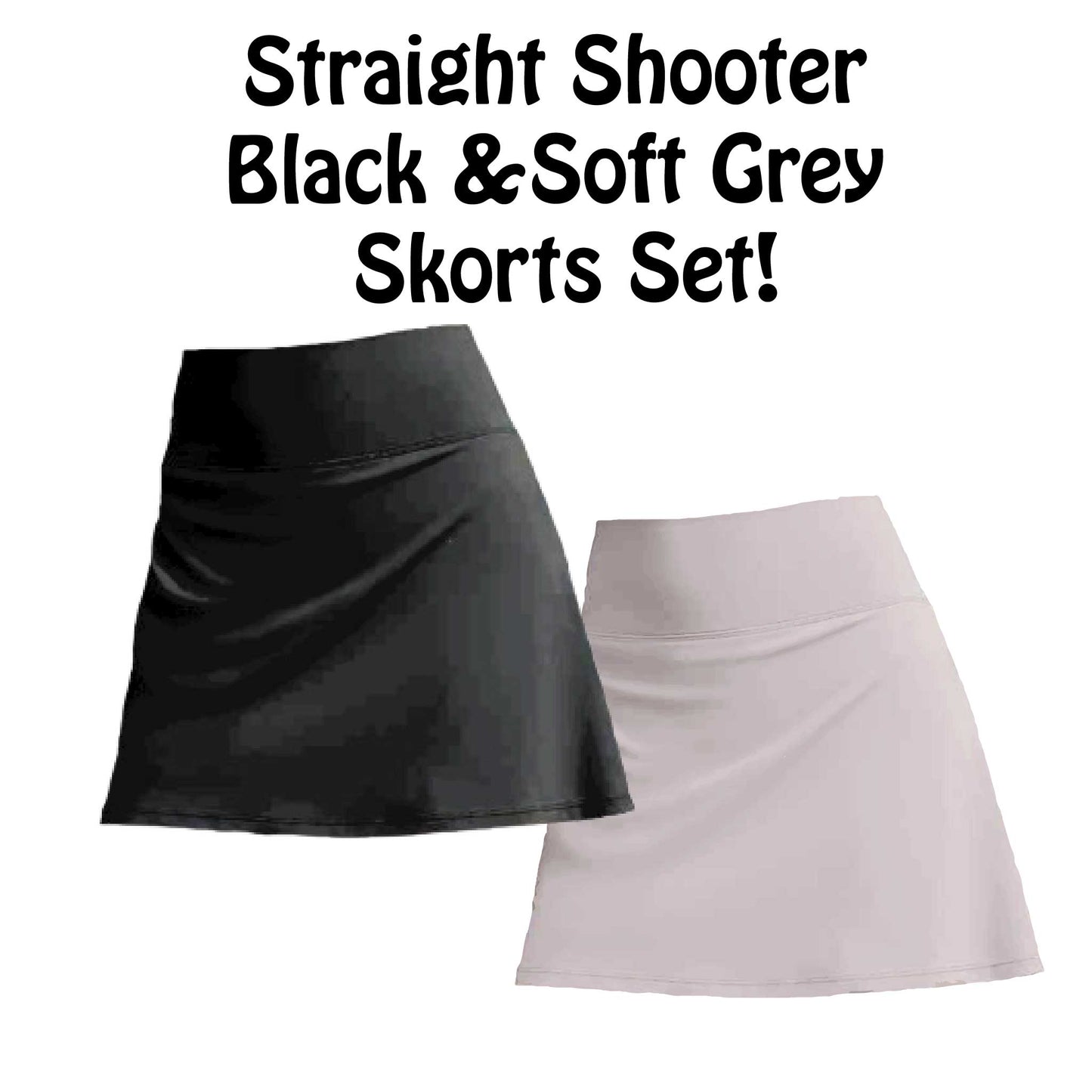 Customizable Two Skorts Set (Black & Grey) | Pickleball Women’s Skorts | High-Performance Skorts with Shorts and Pockets
