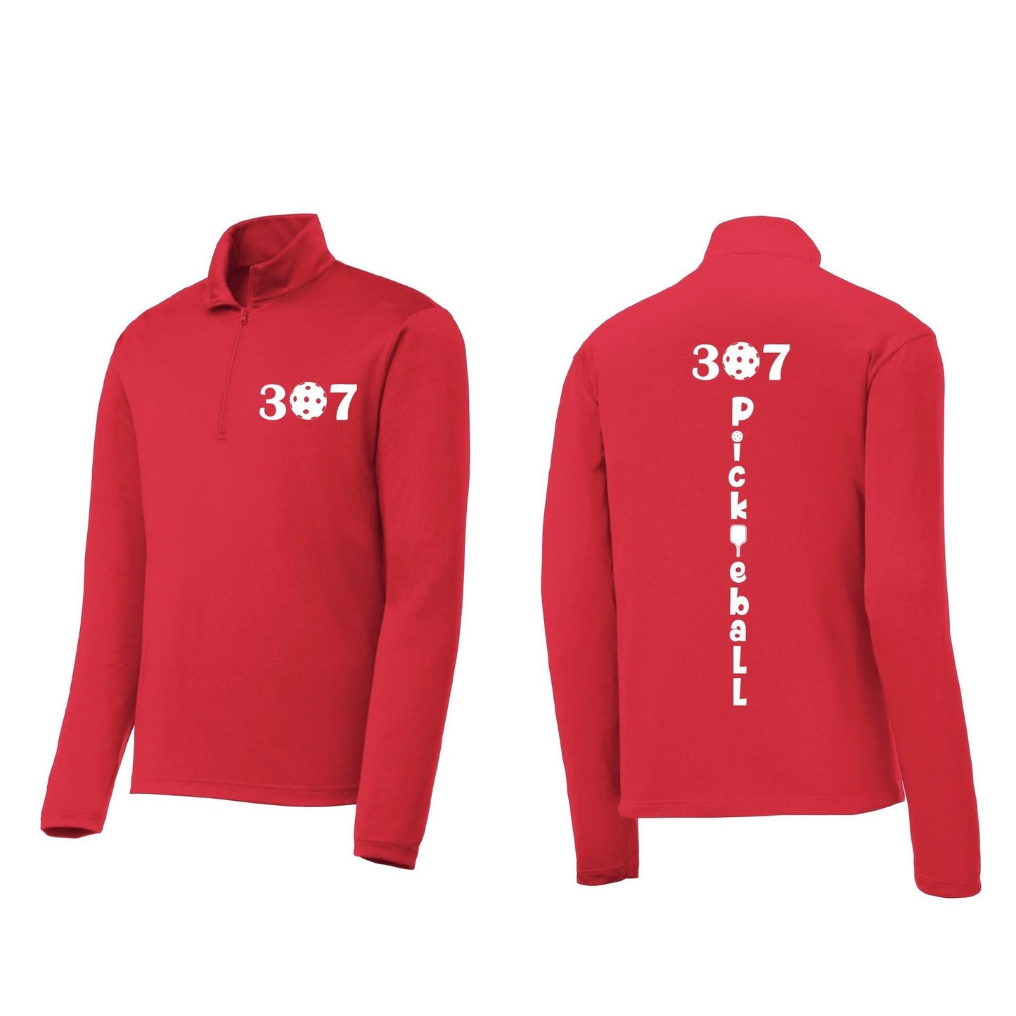 307 Wyoming Pickleball Club | Men's 1/4 Zip Long Sleeve Pullover Athletic Performance Shirt | 100% Polyester