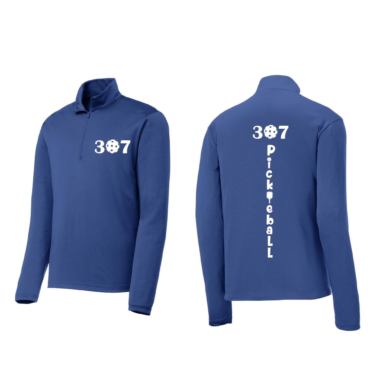 307 Wyoming Pickleball Club | Men's 1/4 Zip Long Sleeve Pullover Athletic Performance Shirt | 100% Polyester