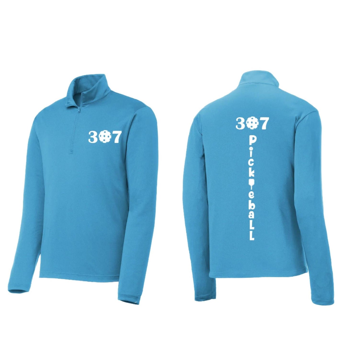 307 Wyoming Pickleball Club | Men's 1/4 Zip Long Sleeve Pullover Athletic Performance Shirt | 100% Polyester