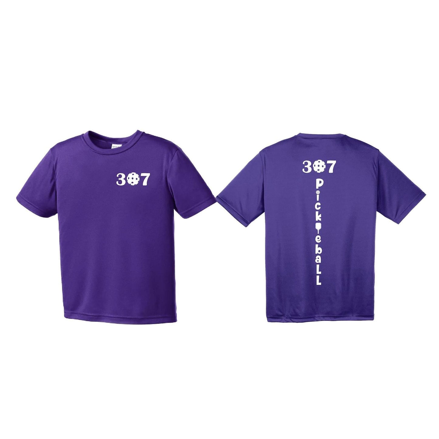 307 Wyoming Pickleball Club | Youth Short Sleeve Pickleball Performance T-Shirts | 100% Polyester