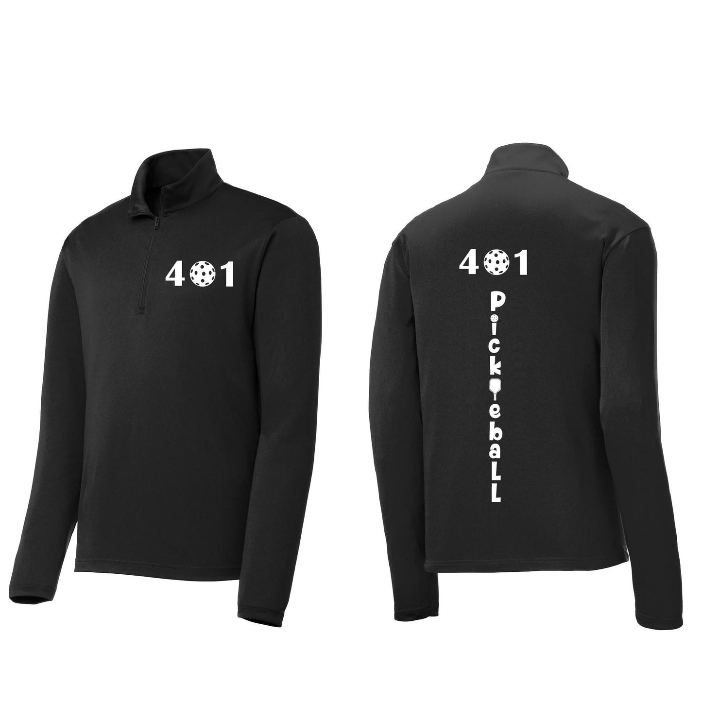 401 Rhode Island Pickleball Club | Men's 1/4 Zip Long Sleeve Pullover Athletic Performance Shirt | 100% Polyester