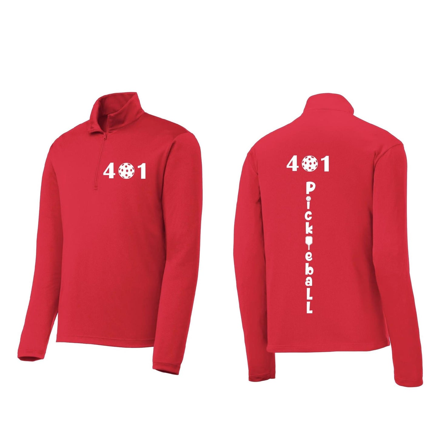 401 Rhode Island Pickleball Club | Men's 1/4 Zip Long Sleeve Pullover Athletic Performance Shirt | 100% Polyester