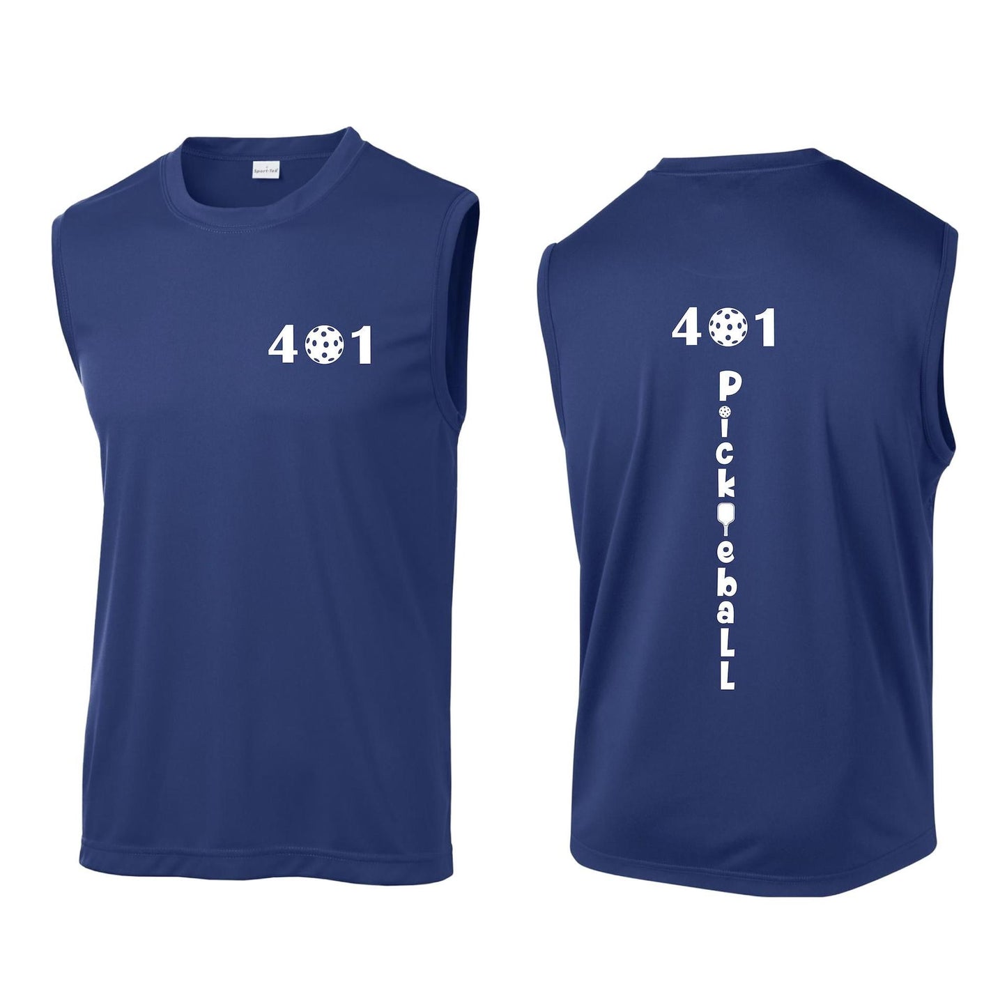 401 Rhode Island Pickleball Club | Men's Sleeveless Pickleball Performance T-Shirt | 100% Polyester