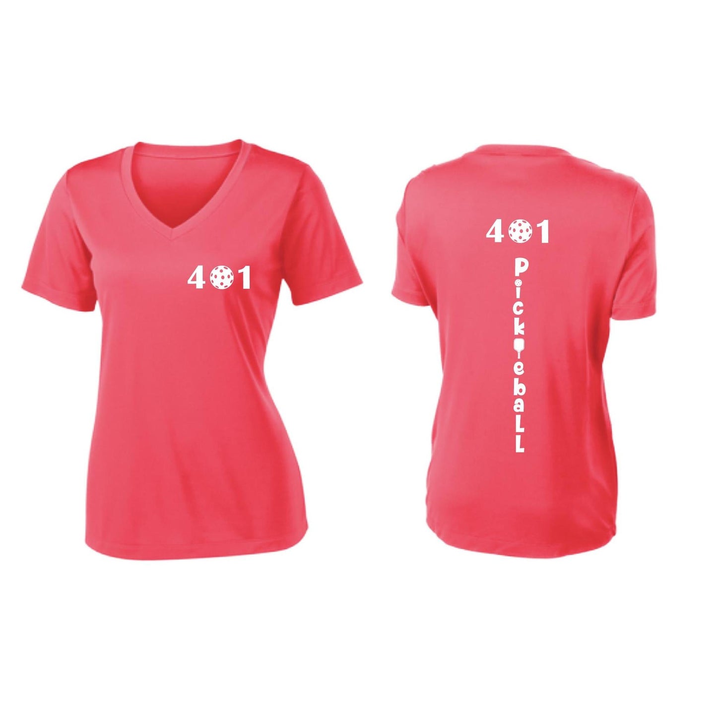401 Rhode Island Pickleball Club | Women's Short Sleeve V-Neck Pickleball Performance T-Shirts | 100% Polyester