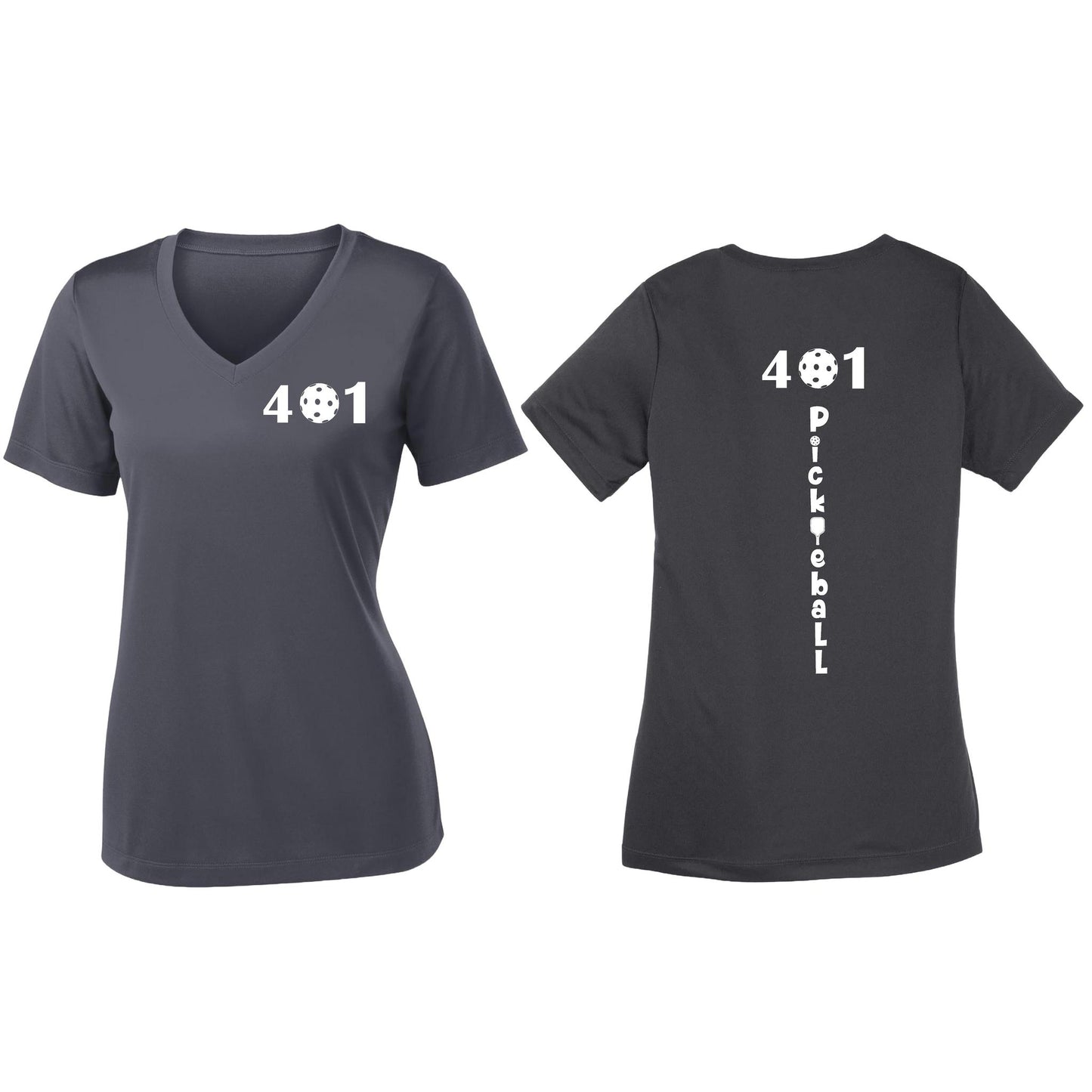 401 Rhode Island Pickleball Club | Women's Short Sleeve V-Neck Pickleball Performance T-Shirts | 100% Polyester