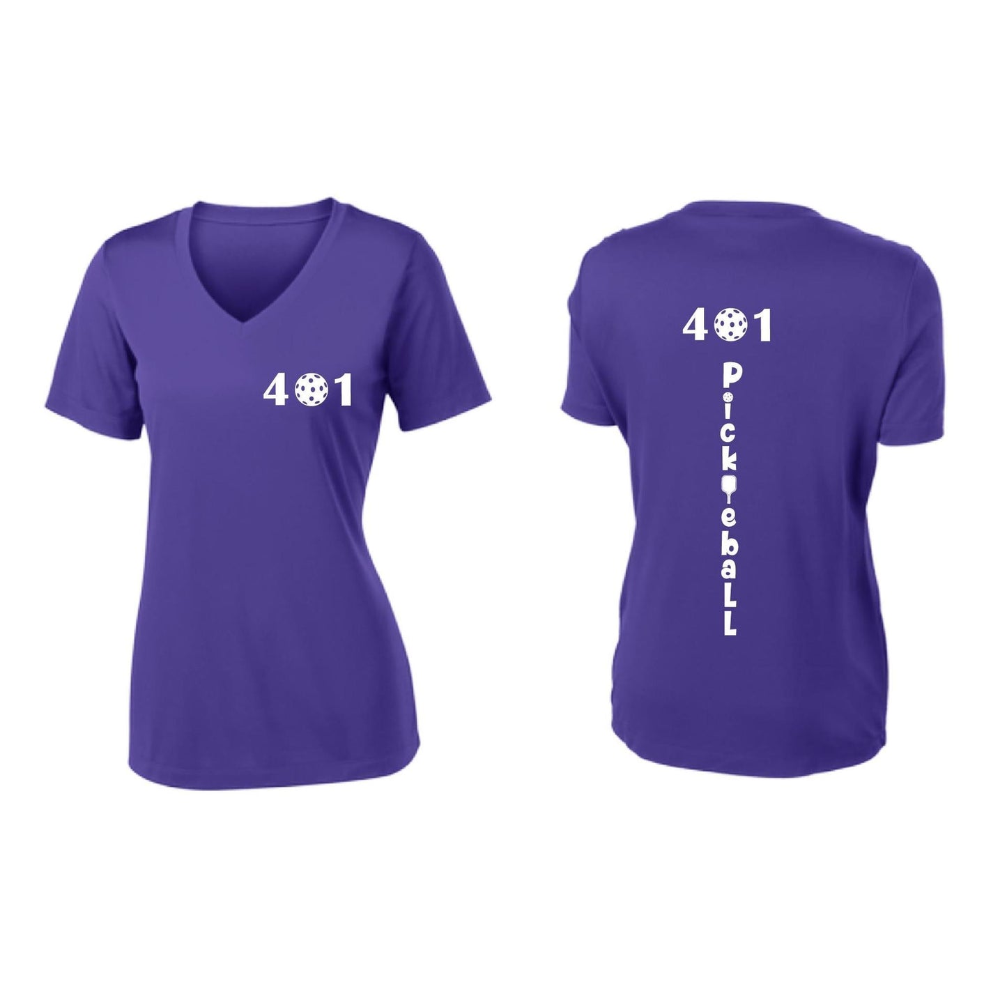 401 Rhode Island Pickleball Club | Women's Short Sleeve V-Neck Pickleball Performance T-Shirts | 100% Polyester
