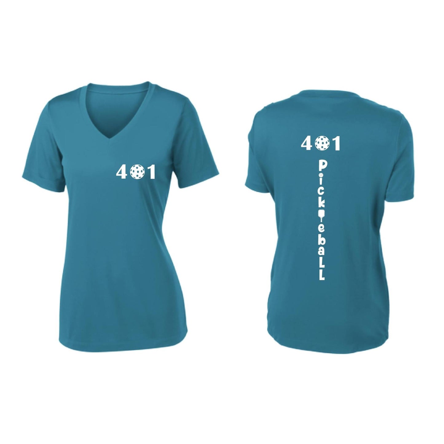 401 Rhode Island Pickleball Club | Women's Short Sleeve V-Neck Pickleball Performance T-Shirts | 100% Polyester