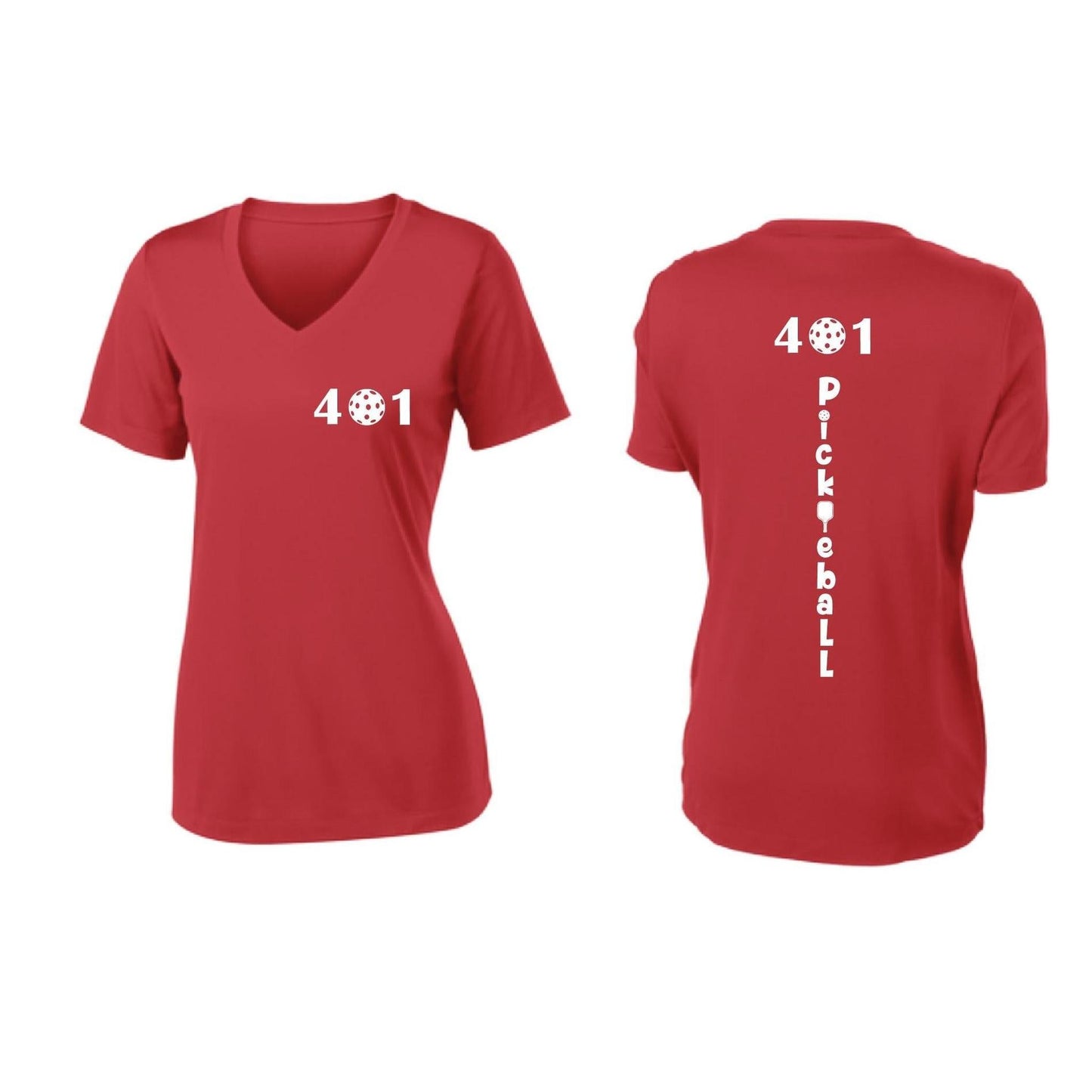 401 Rhode Island Pickleball Club | Women's Short Sleeve V-Neck Pickleball Performance T-Shirts | 100% Polyester