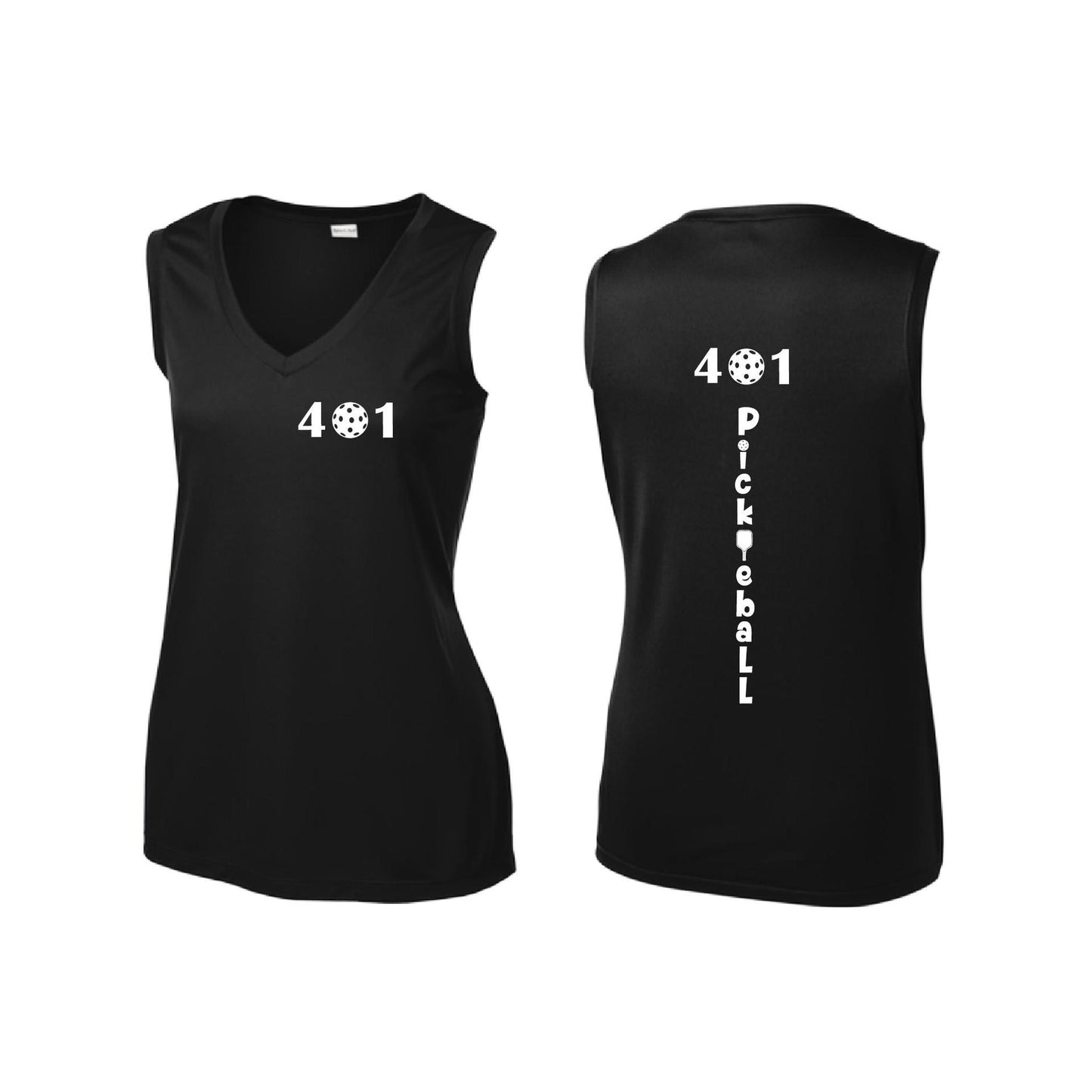 401 Rhode Island Pickleball Club | Women’s Sleeveless Athletic Performance T-Shirt | 100% Polyester