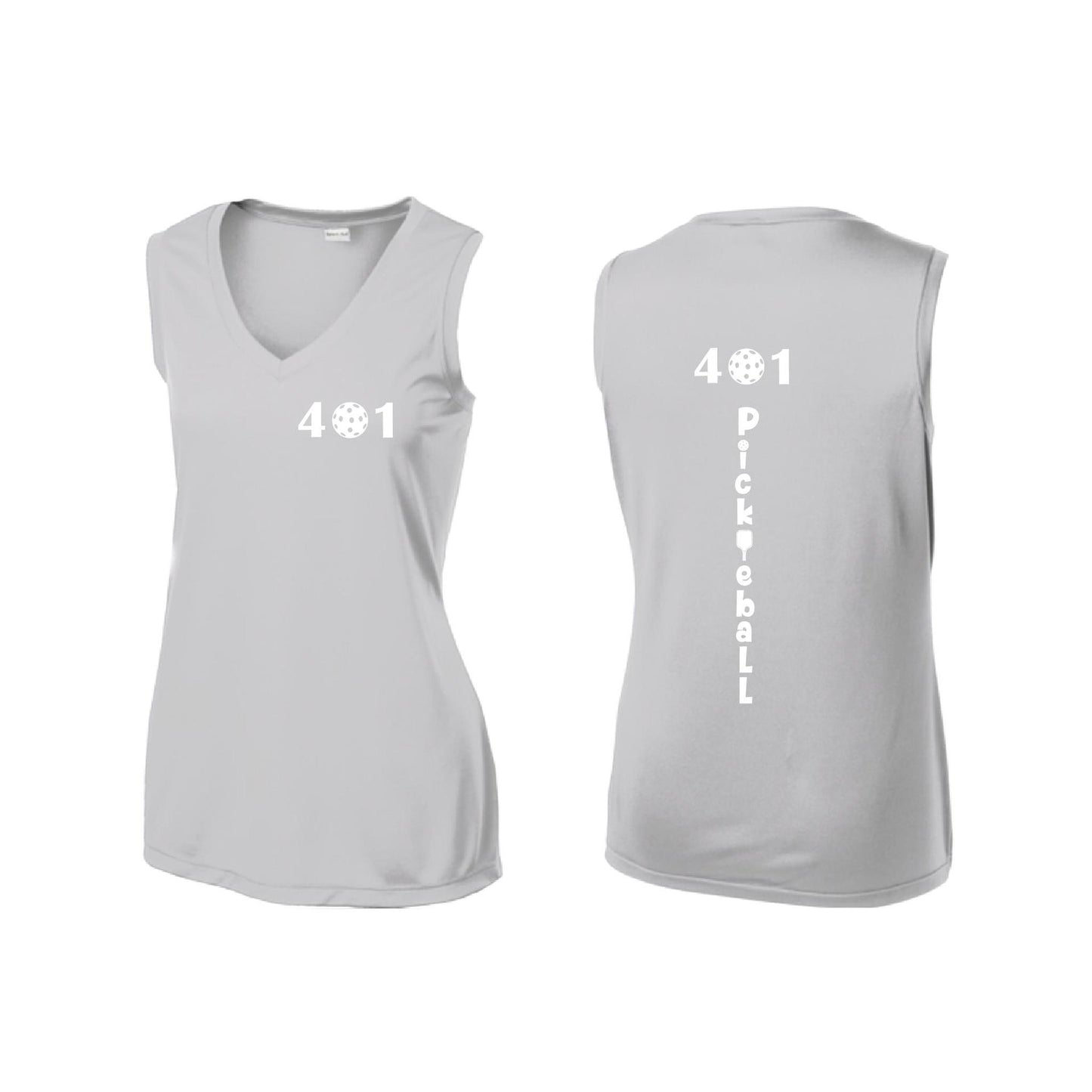 401 Rhode Island Pickleball Club | Women’s Sleeveless Athletic Performance T-Shirt | 100% Polyester