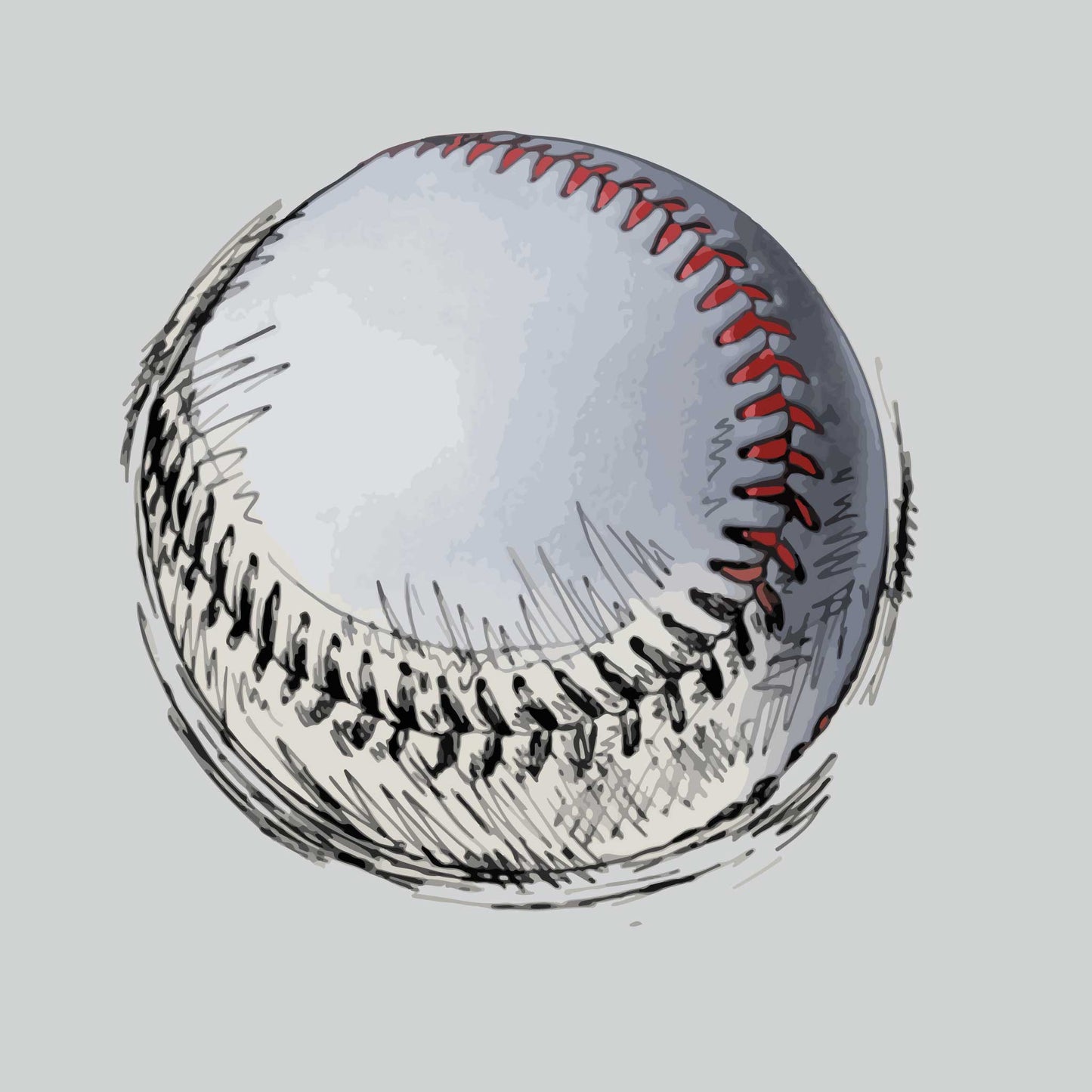 Baseball Sketched | Youth Long Sleeve Baseball Performance T-Shirts | 100% Polyester