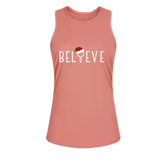 Believe | Women's Split Back or Tied Back Pickleball Performance Tank | 80/20 Nylon Spandex Mix