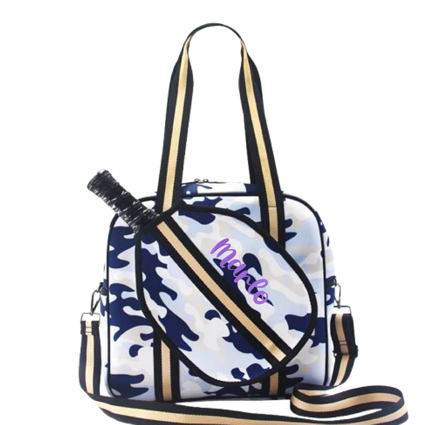 "Blue Splinter" Blue Camo Pickleball Sports Bag (Free Customization) | Medium Size Court Bag