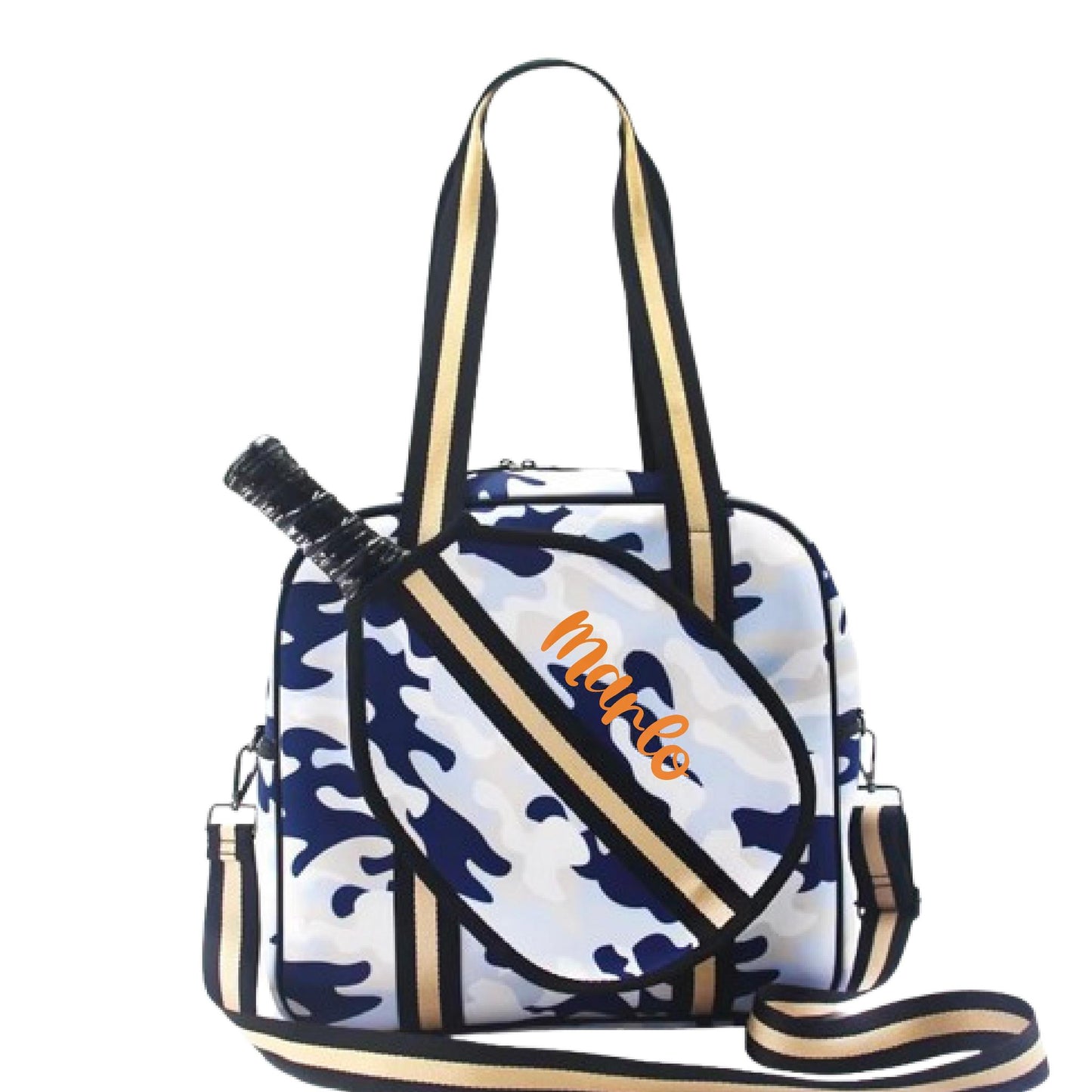 "Blue Splinter" Blue Camo Pickleball Sports Bag (Free Customization) | Medium Size Court Bag