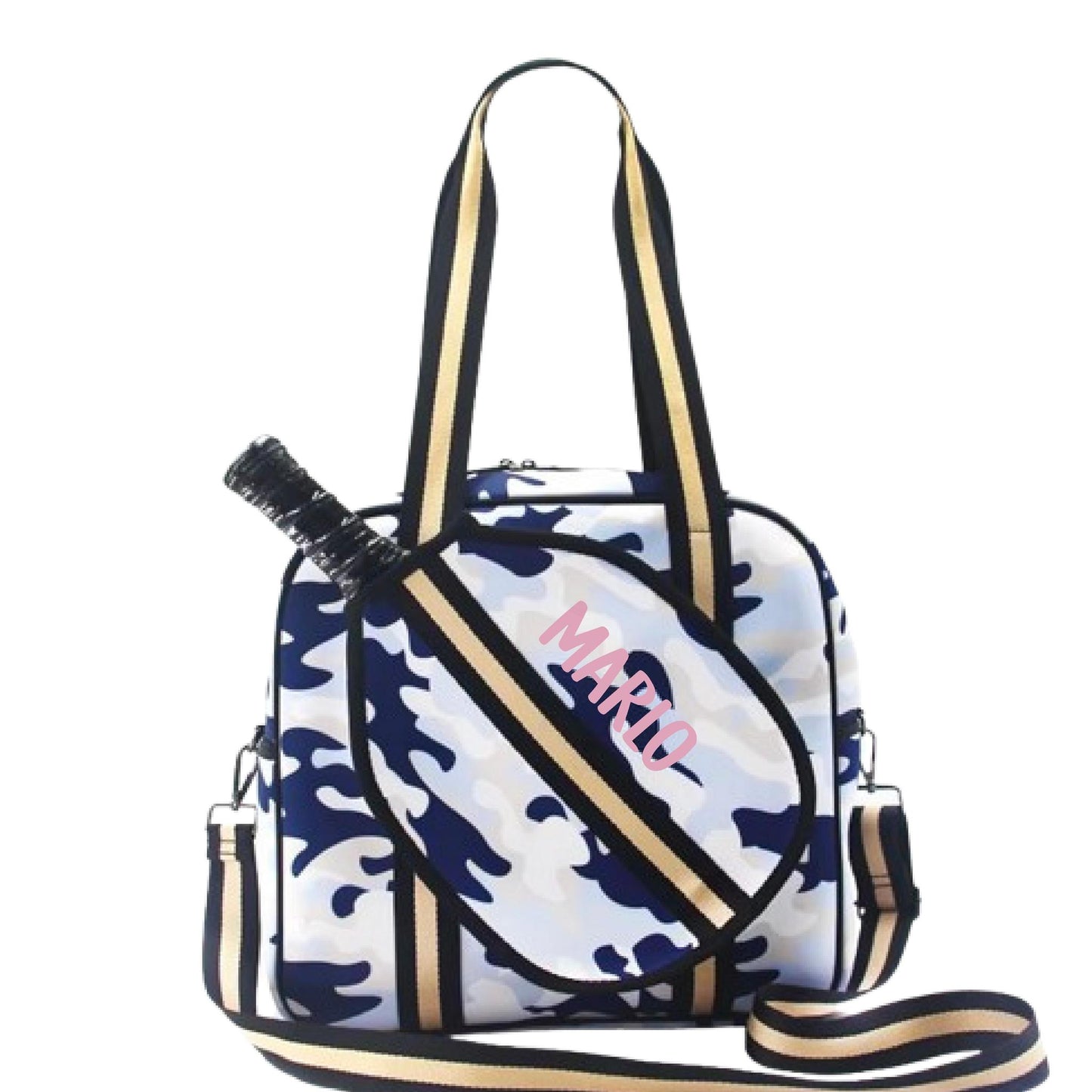 "Blue Splinter" Blue Camo Pickleball Sports Bag (Free Customization) | Medium Size Court Bag