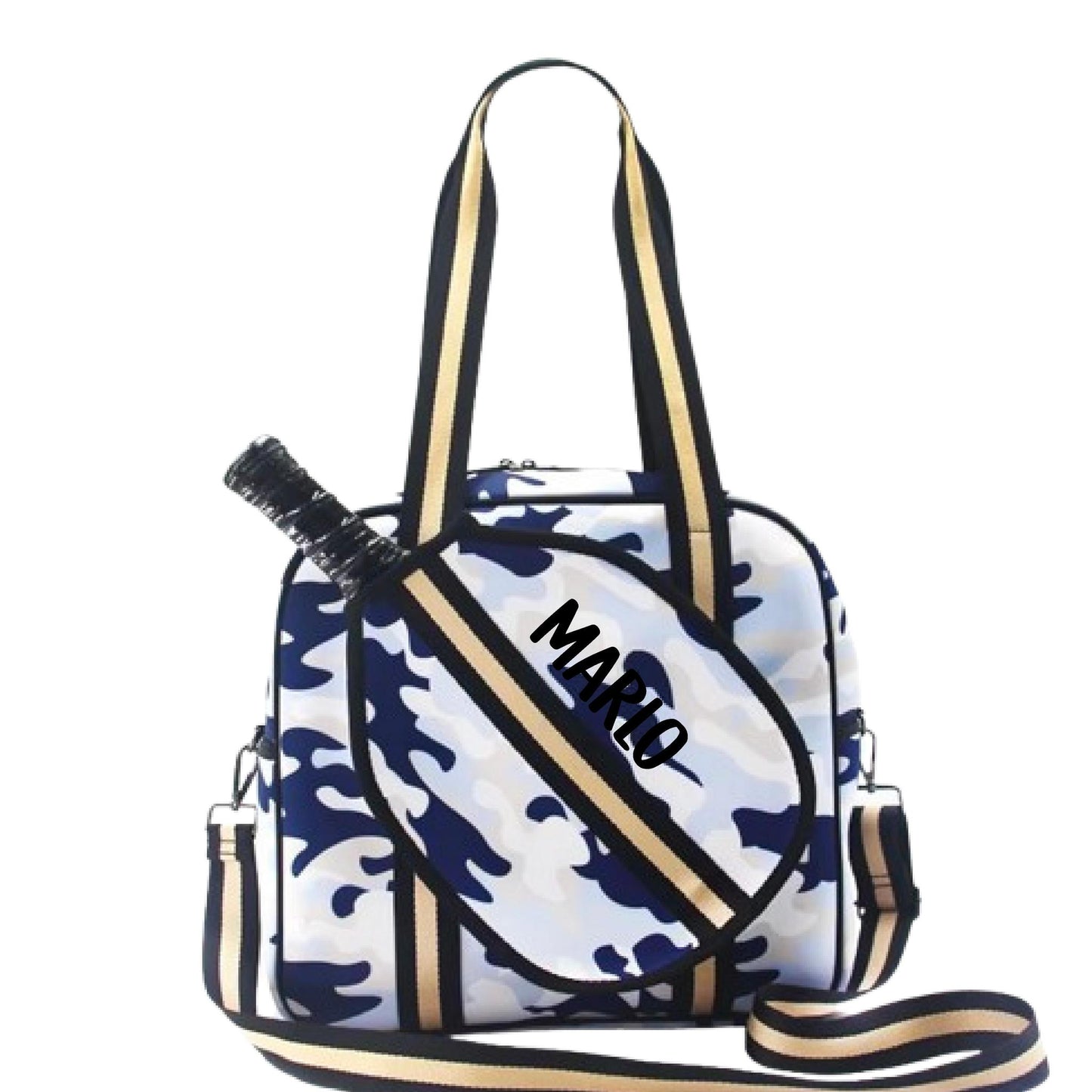 "Blue Splinter" Blue Camo Pickleball Sports Bag (Free Customization) | Medium Size Court Bag