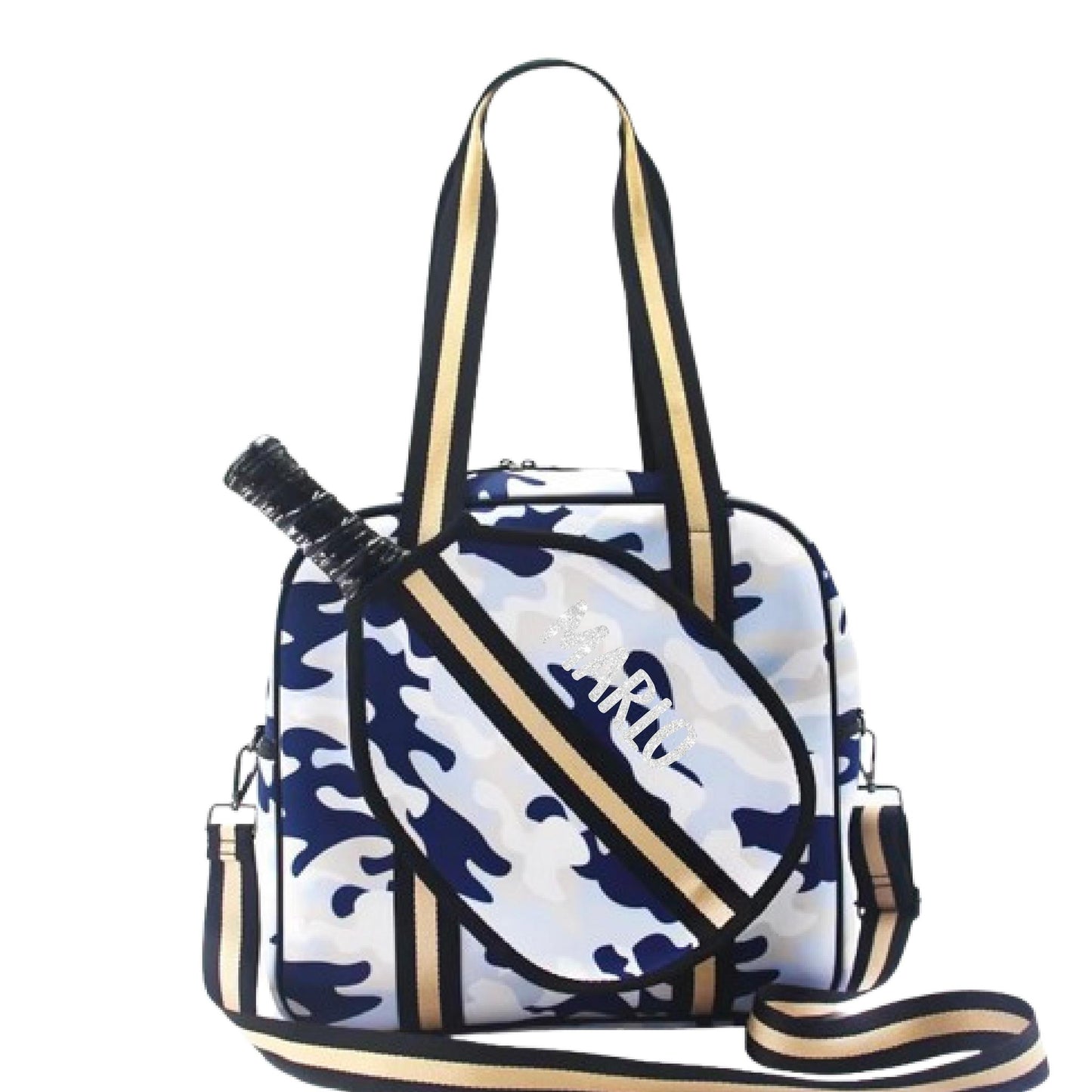 "Blue Splinter" Blue Camo Pickleball Sports Bag (Free Customization) | Medium Size Court Bag