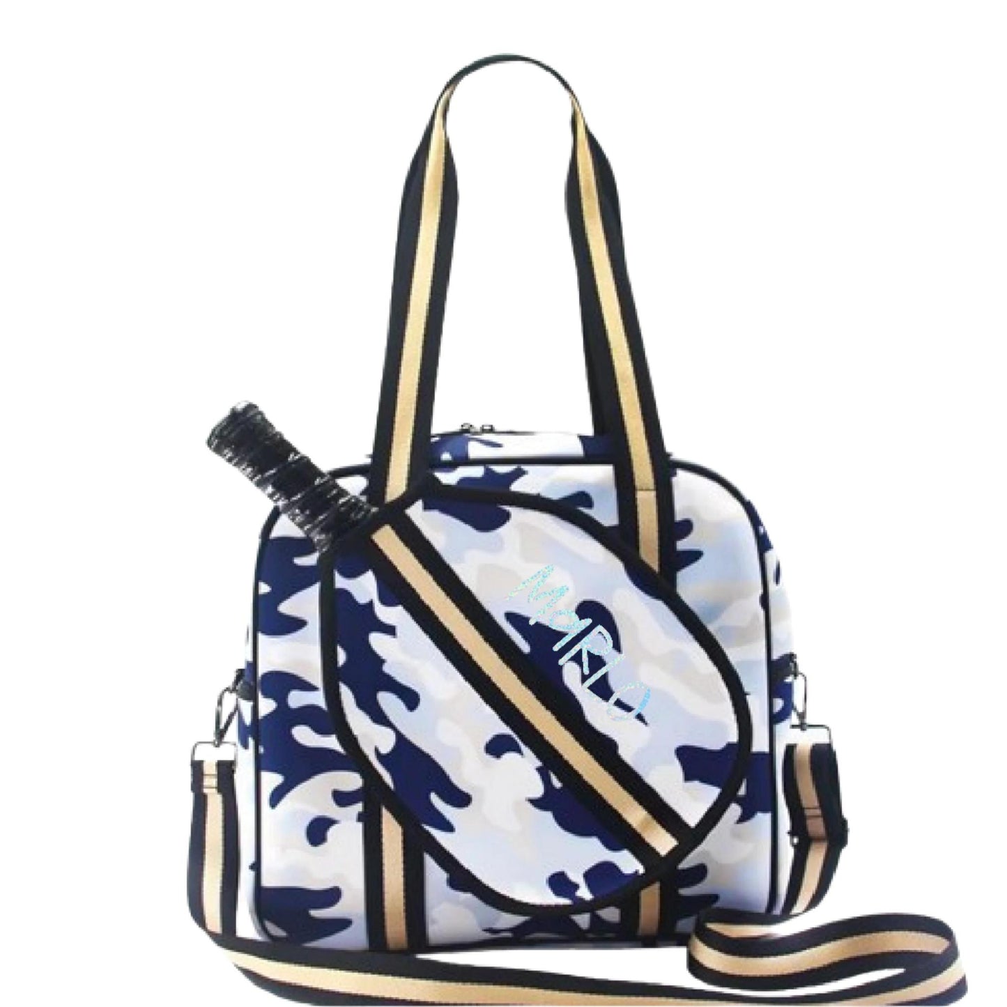 "Blue Splinter" Blue Camo Pickleball Sports Bag (Free Customization) | Medium Size Court Bag
