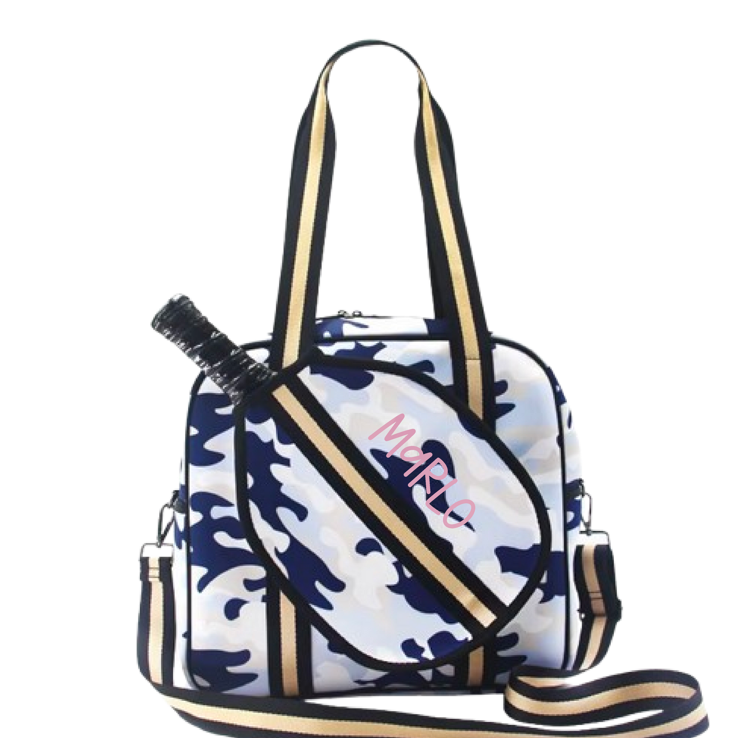 "Blue Splinter" Blue Camo Pickleball Sports Bag (Free Customization) | Medium Size Court Bag