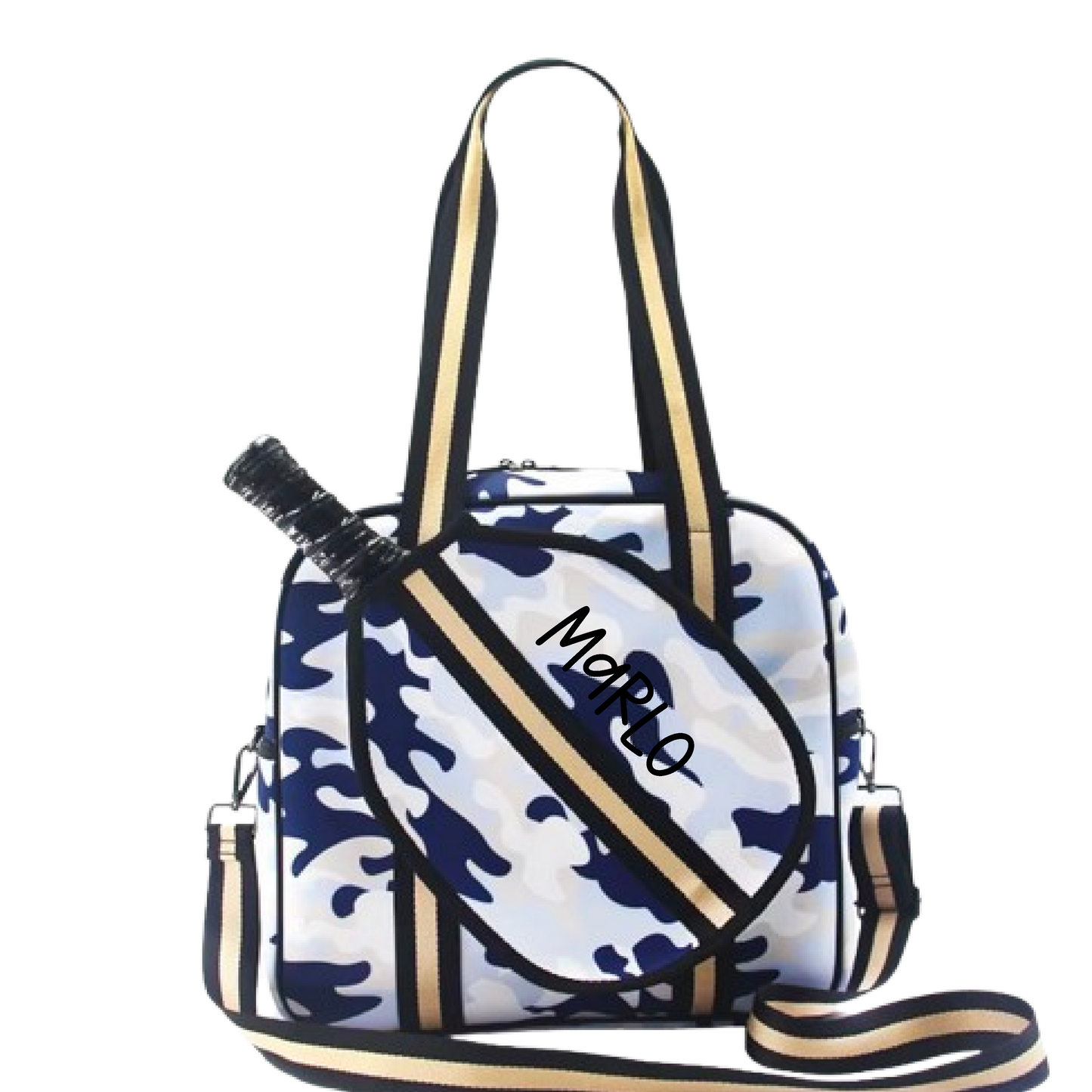 "Blue Splinter" Blue Camo Pickleball Sports Bag (Free Customization) | Medium Size Court Bag