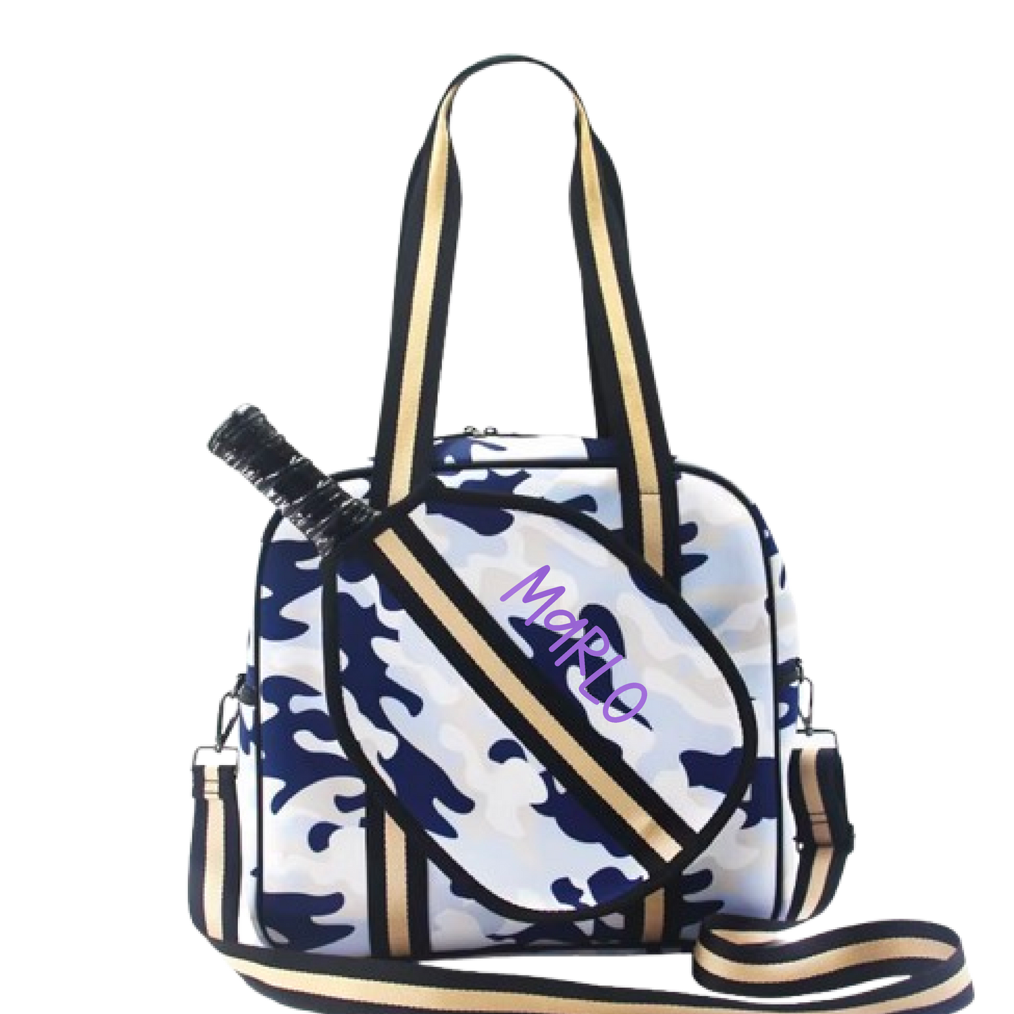 "Blue Splinter" Blue Camo Pickleball Sports Bag (Free Customization) | Medium Size Court Bag