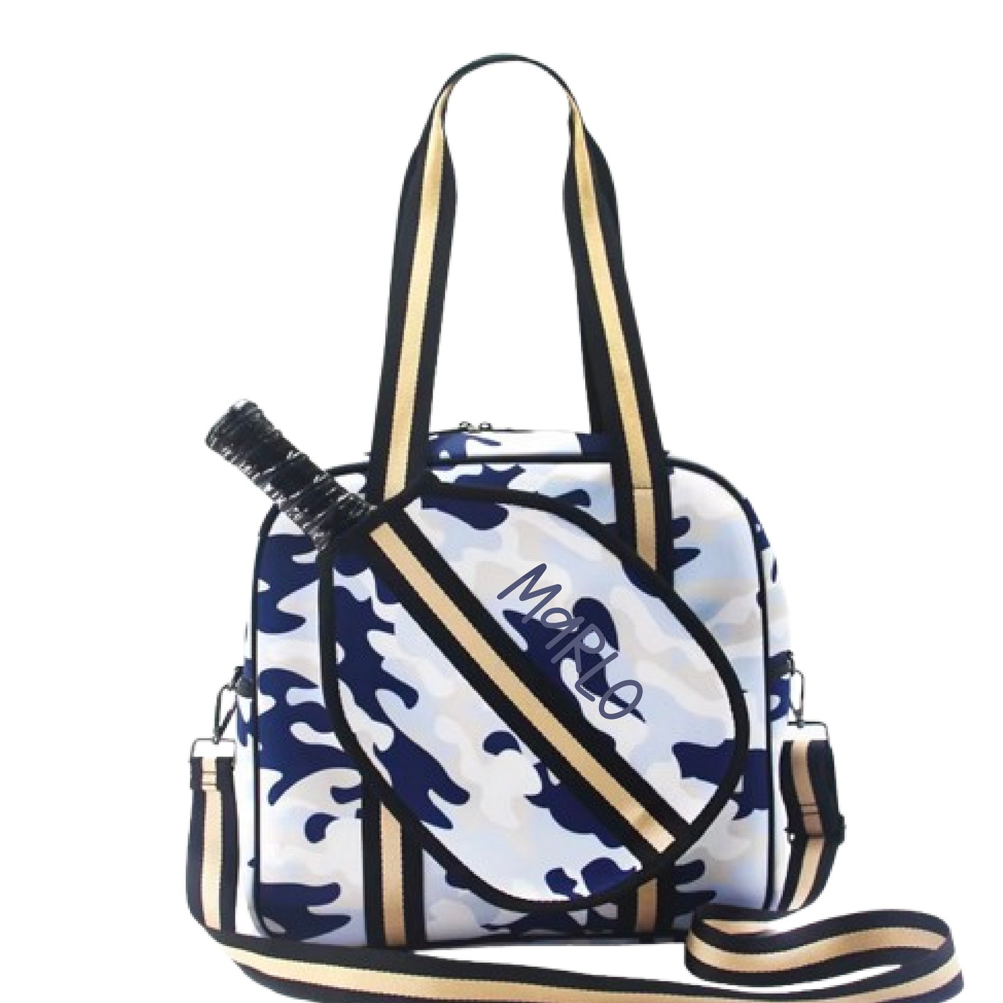 "Blue Splinter" Blue Camo Pickleball Sports Bag (Free Customization) | Medium Size Court Bag