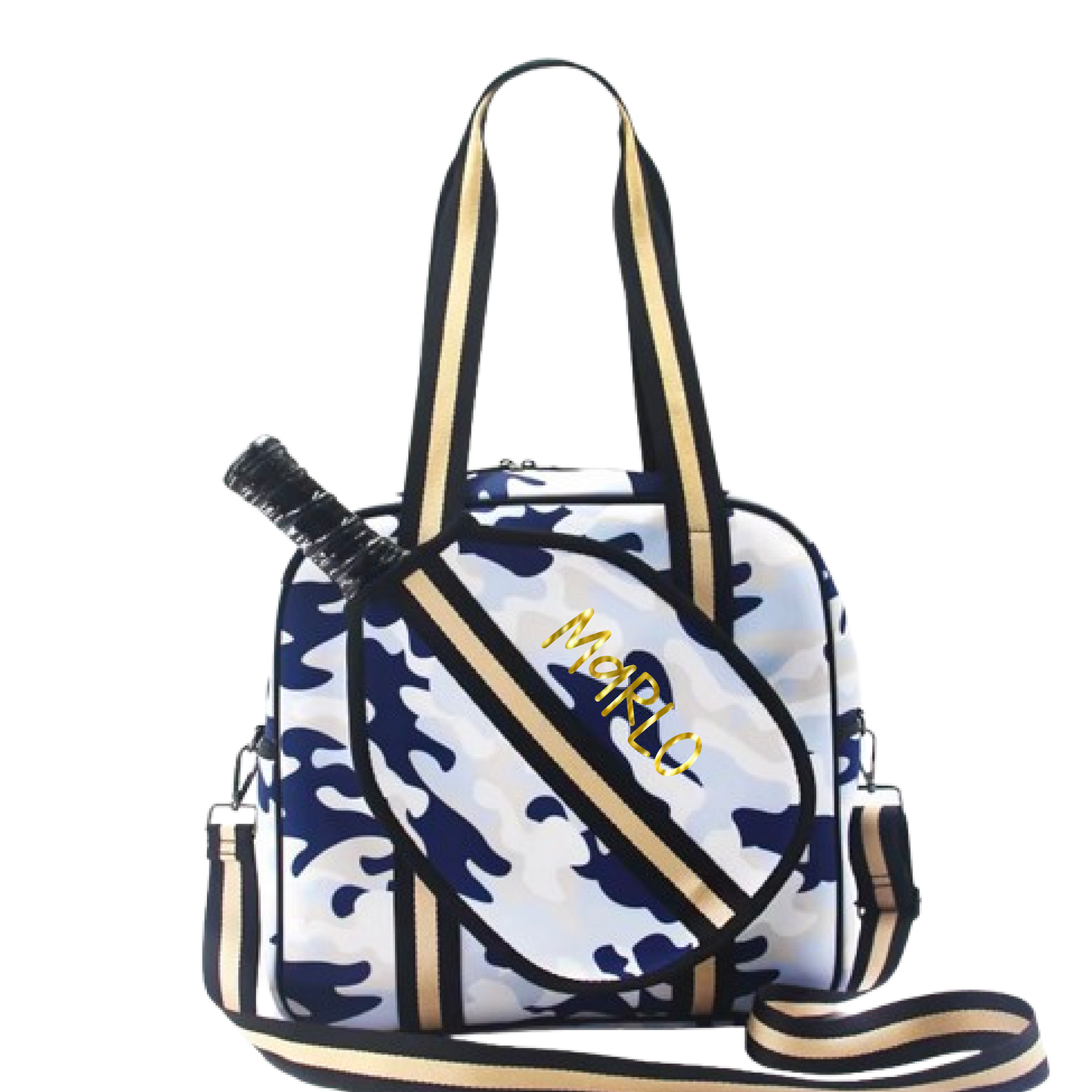 "Blue Splinter" Blue Camo Pickleball Sports Bag (Free Customization) | Medium Size Court Bag