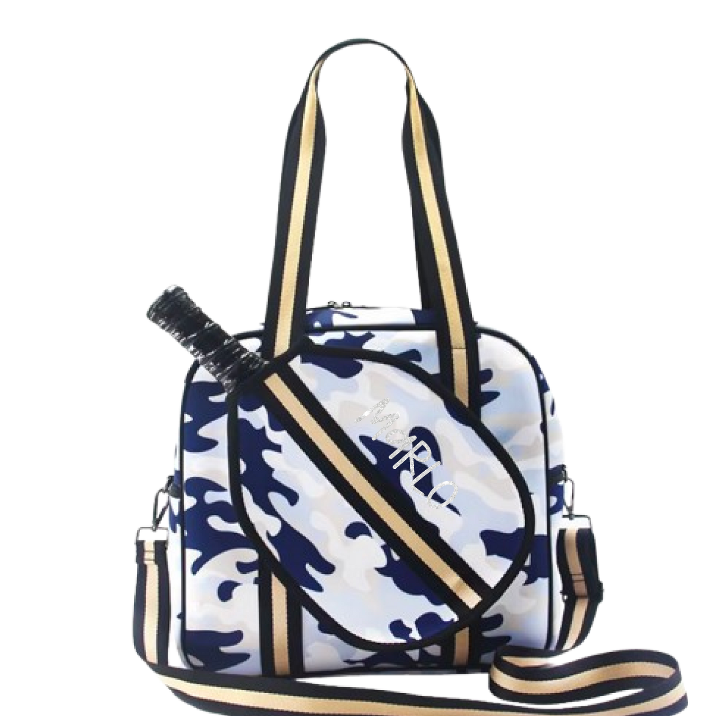 "Blue Splinter" Blue Camo Pickleball Sports Bag (Free Customization) | Medium Size Court Bag