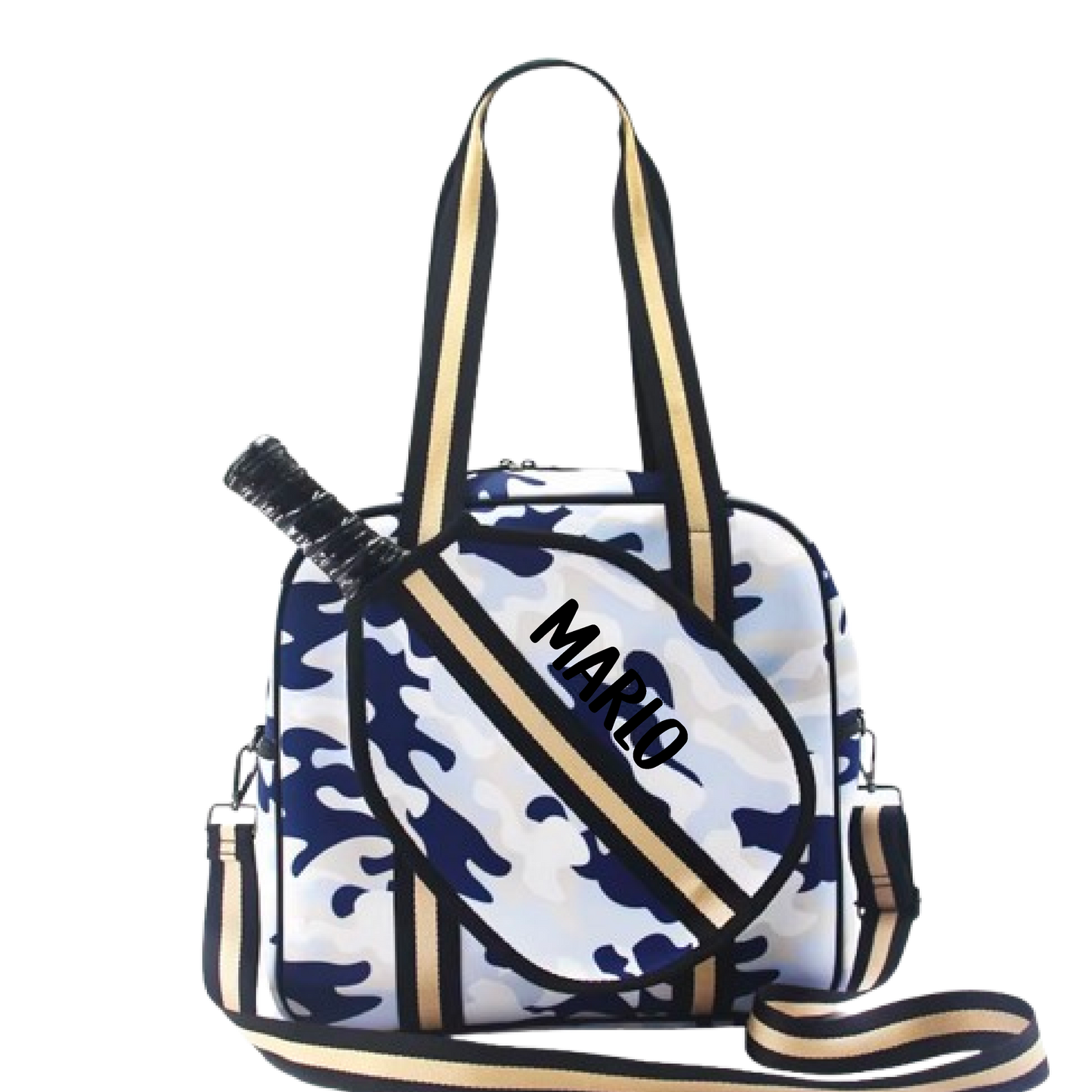 "Blue Splinter" Blue Camo Pickleball Sports Bag (Free Customization) | Medium Size Court Bag