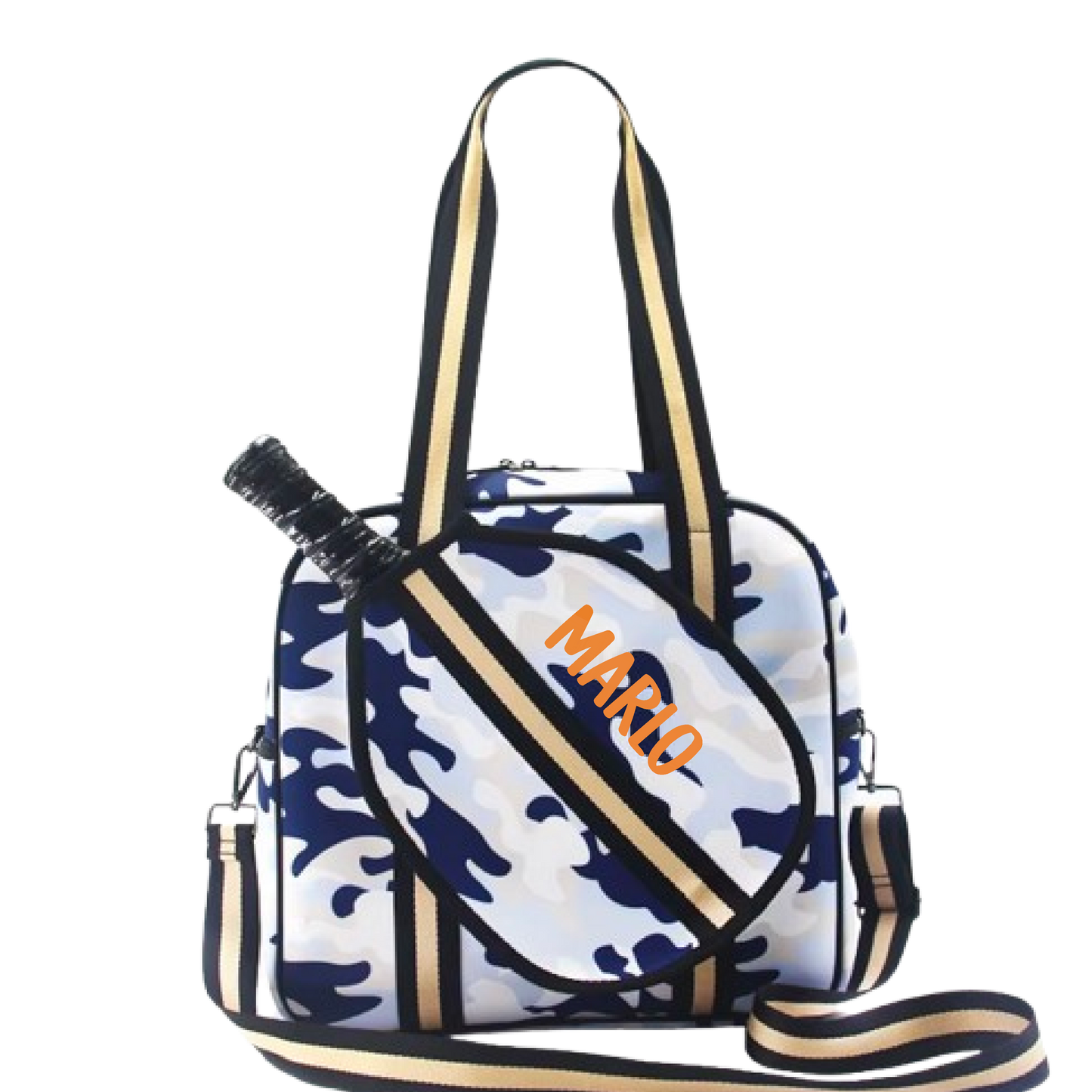 "Blue Splinter" Blue Camo Pickleball Sports Bag (Free Customization) | Medium Size Court Bag