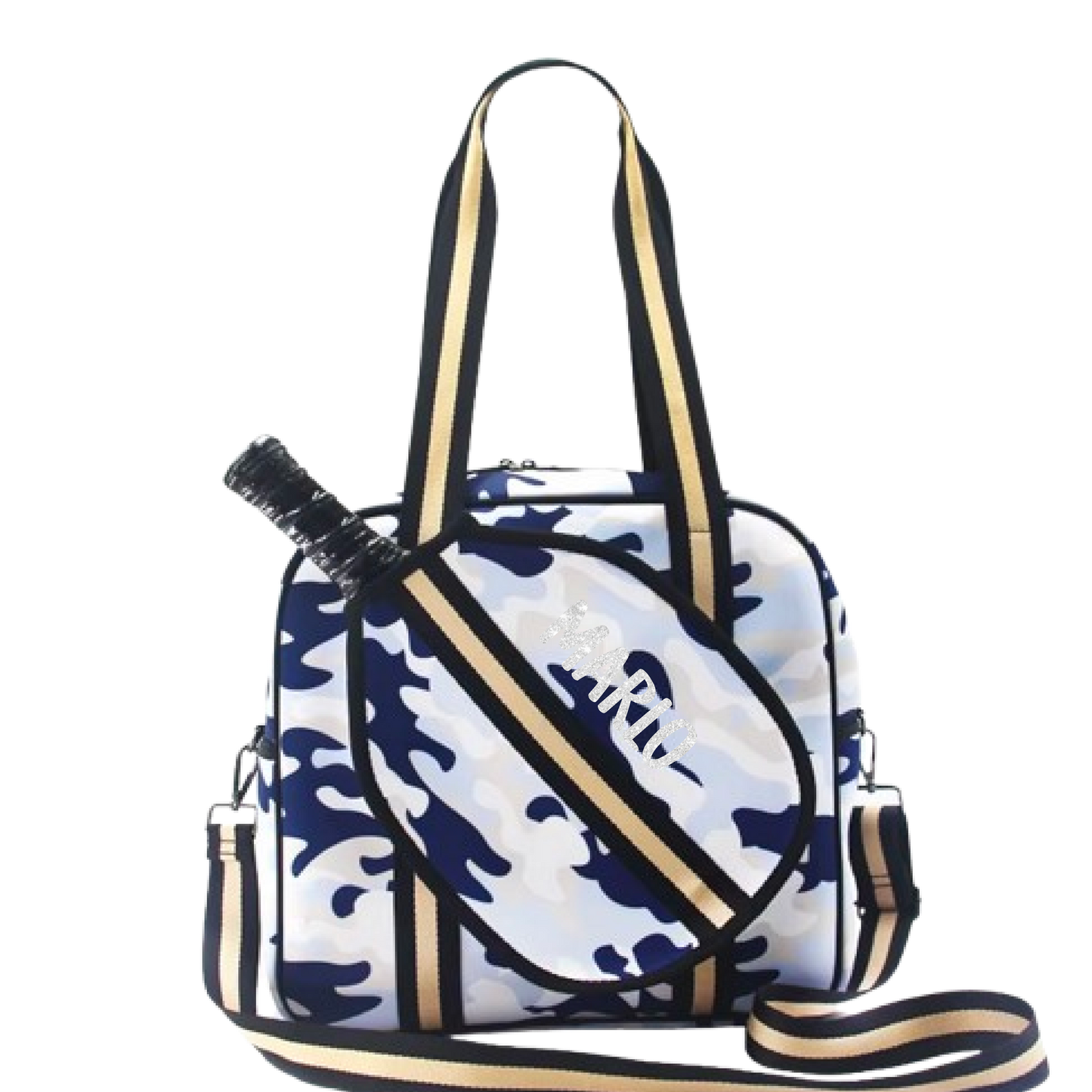 "Blue Splinter" Blue Camo Pickleball Sports Bag (Free Customization) | Medium Size Court Bag