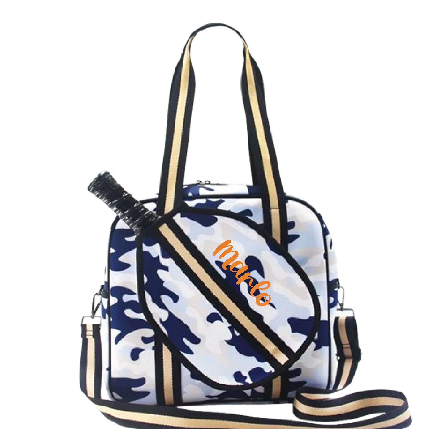 "Blue Splinter" Blue Camo Pickleball Sports Bag (Free Customization) | Medium Size Court Bag