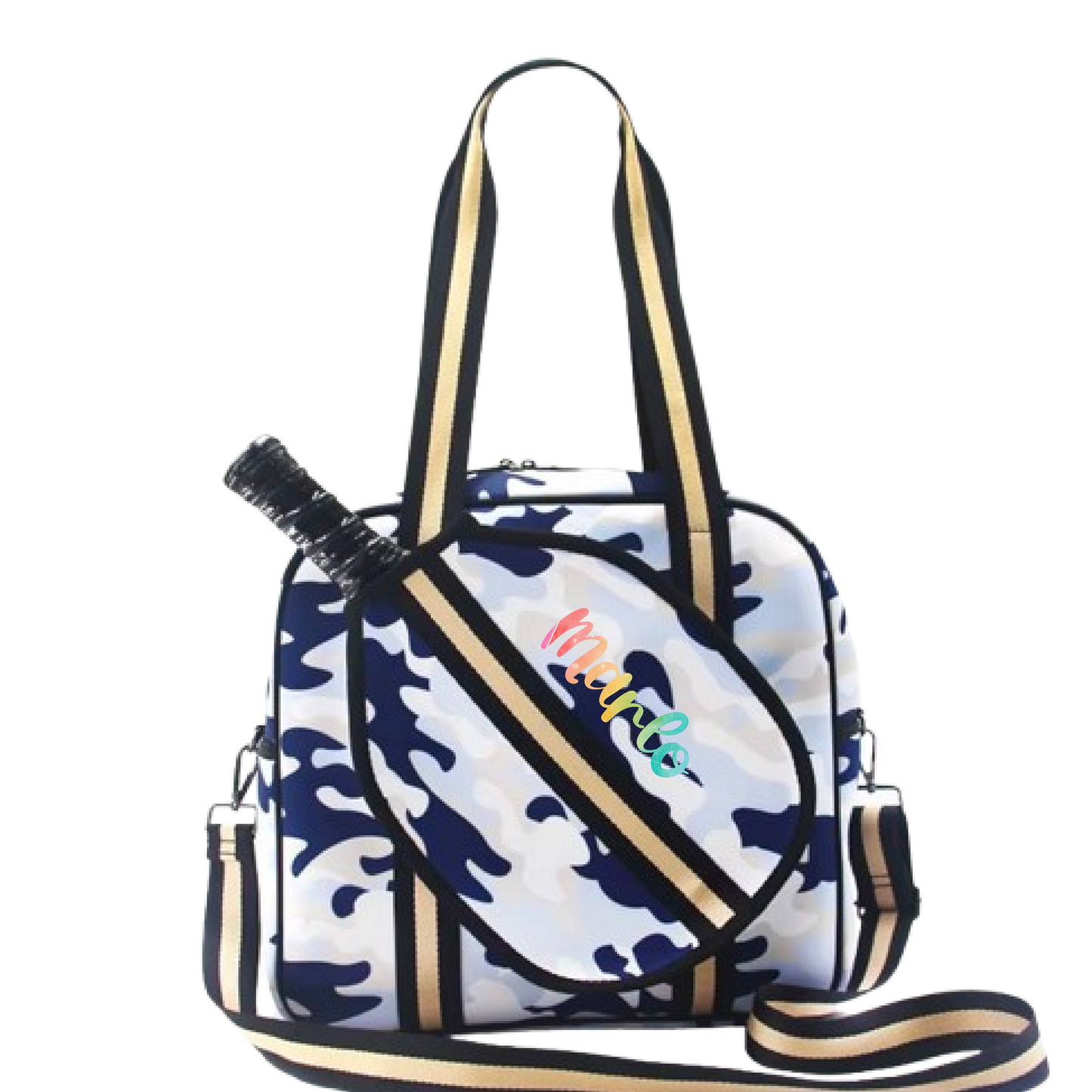"Blue Splinter" Blue Camo Pickleball Sports Bag (Free Customization) | Medium Size Court Bag
