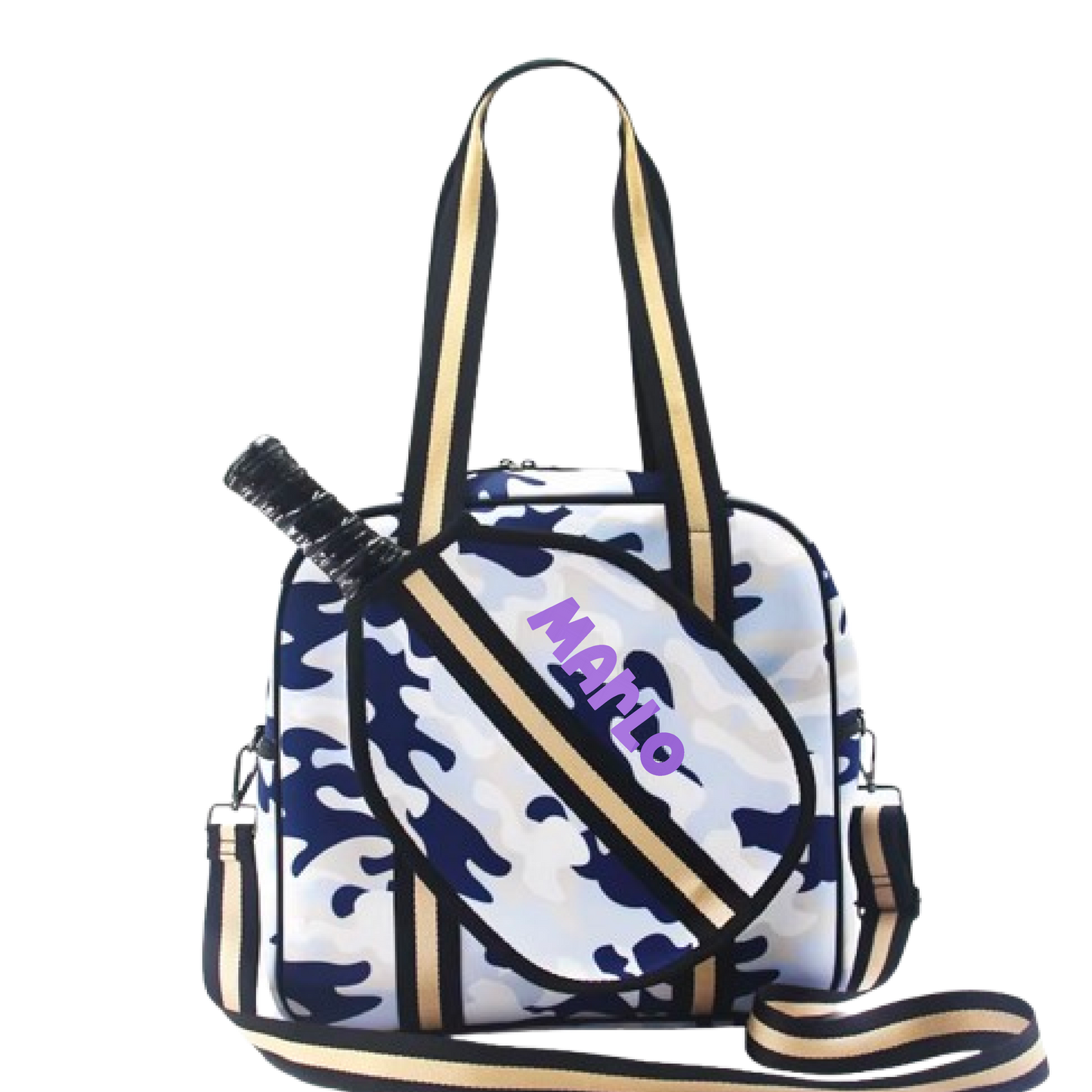 "Blue Splinter" Blue Camo Pickleball Sports Bag (Free Customization) | Medium Size Court Bag
