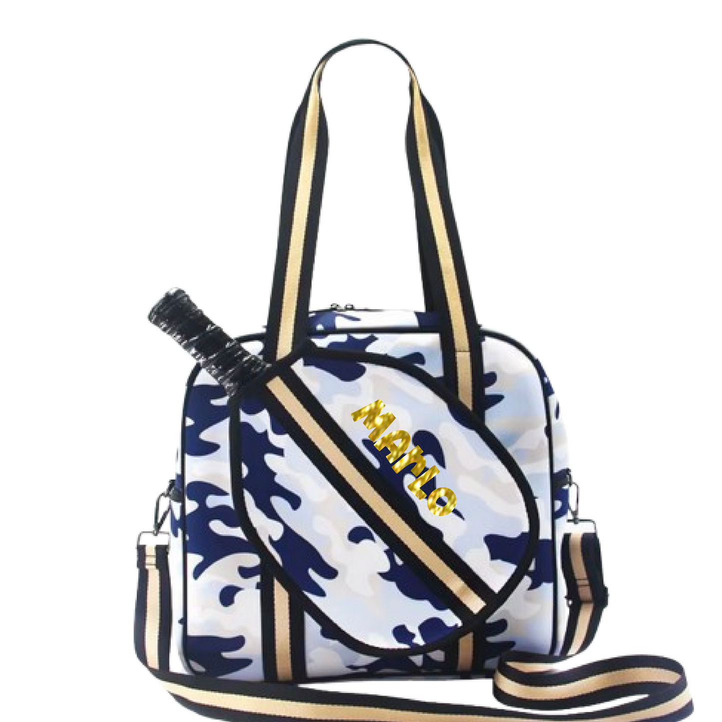"Blue Splinter" Blue Camo Pickleball Sports Bag (Free Customization) | Medium Size Court Bag
