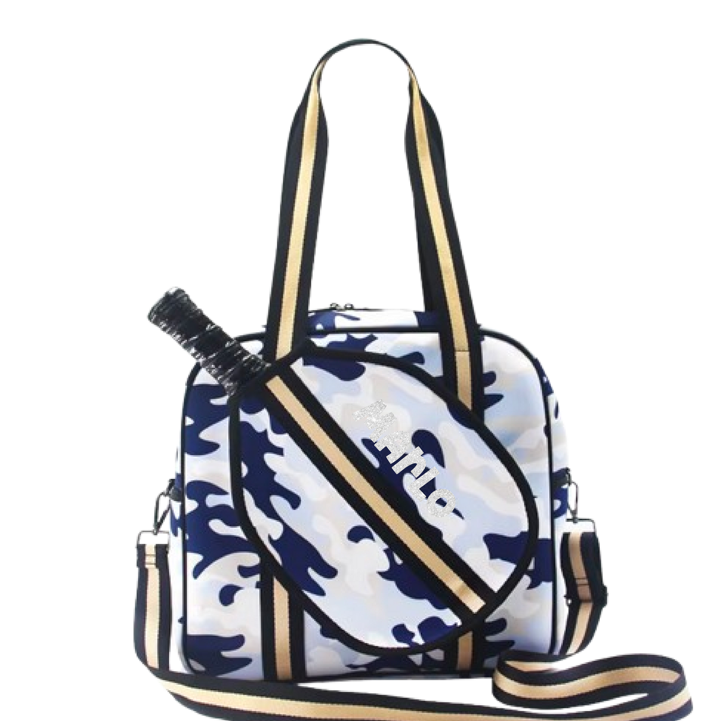 "Blue Splinter" Blue Camo Pickleball Sports Bag (Free Customization) | Medium Size Court Bag