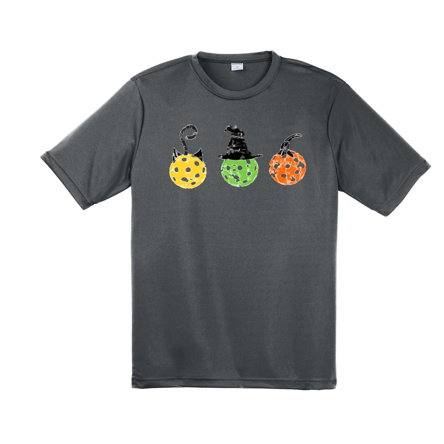 Cat Witch Pumpkin | Men's Short Sleeve Athletic Performance T-Shirt | 100% Polyester