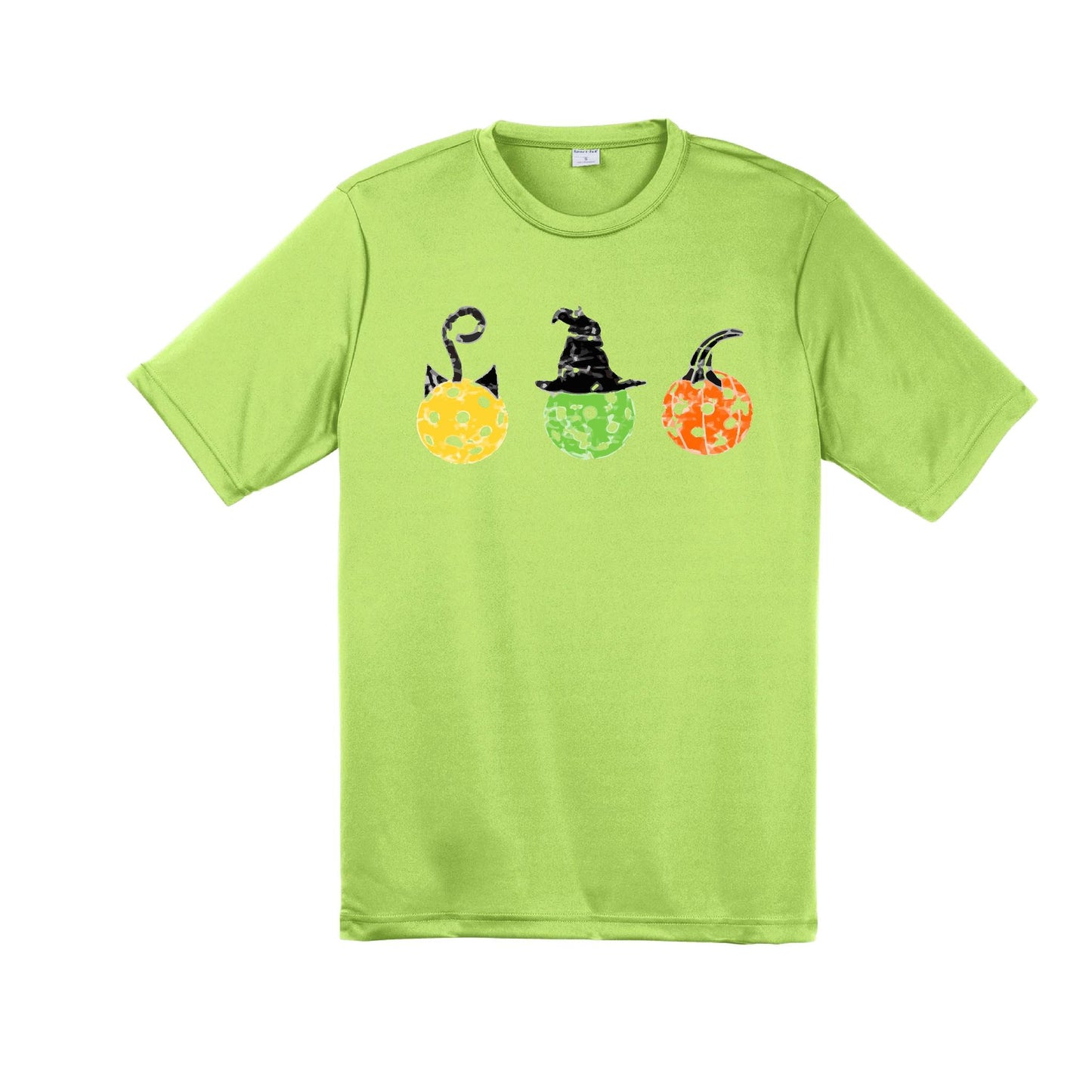 Cat Witch Pumpkin | Men's Short Sleeve Athletic Performance T-Shirt | 100% Polyester