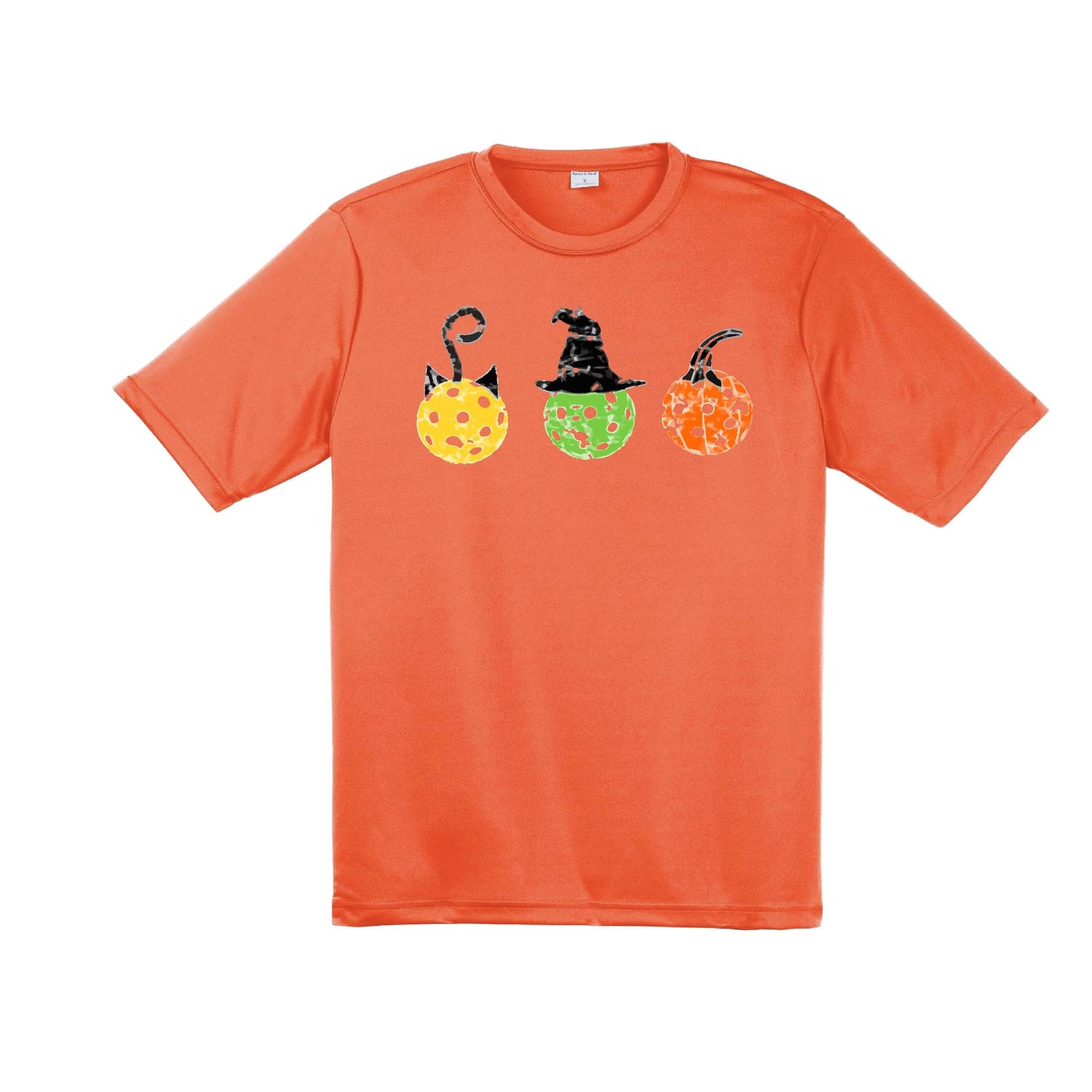 Cat Witch Pumpkin | Men's Short Sleeve Athletic Performance T-Shirt | 100% Polyester